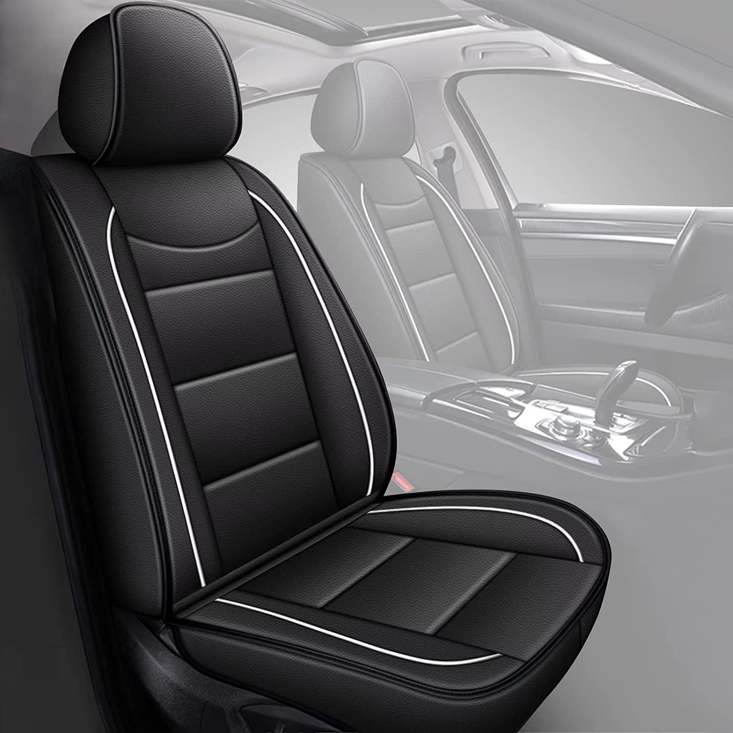 Premium Faux Leather Car Seat Covers for Subaru Outback 2010-2025 - 2-Piece Front Set in Black | Durable Seat Protectors & Cushions | Perfect for Daily Commutes, Road Trips & Pet Protection