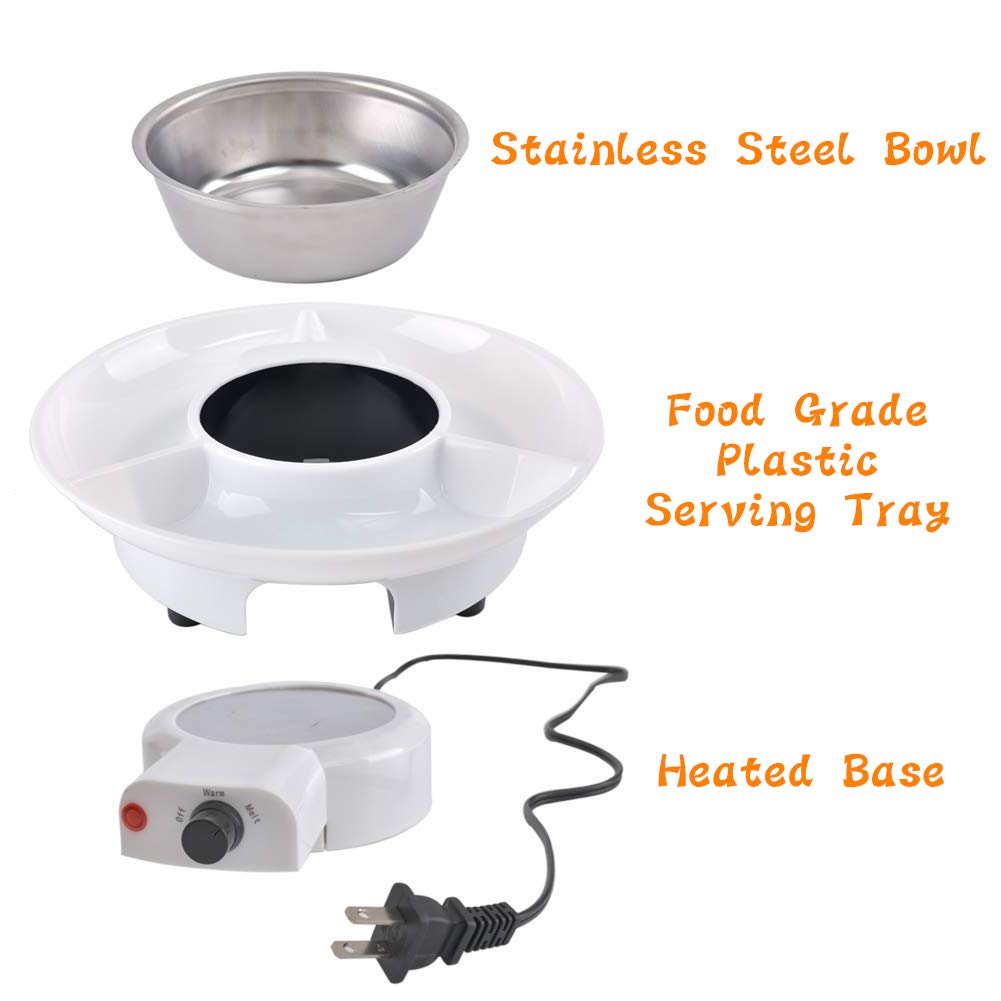 Premium 110V Electric Chocolate Fondue Maker Set with 4 Stainless Steel Forks & Serving Tray - Fast Melting for Parties, Valentine's Day & Family Dessert Nights