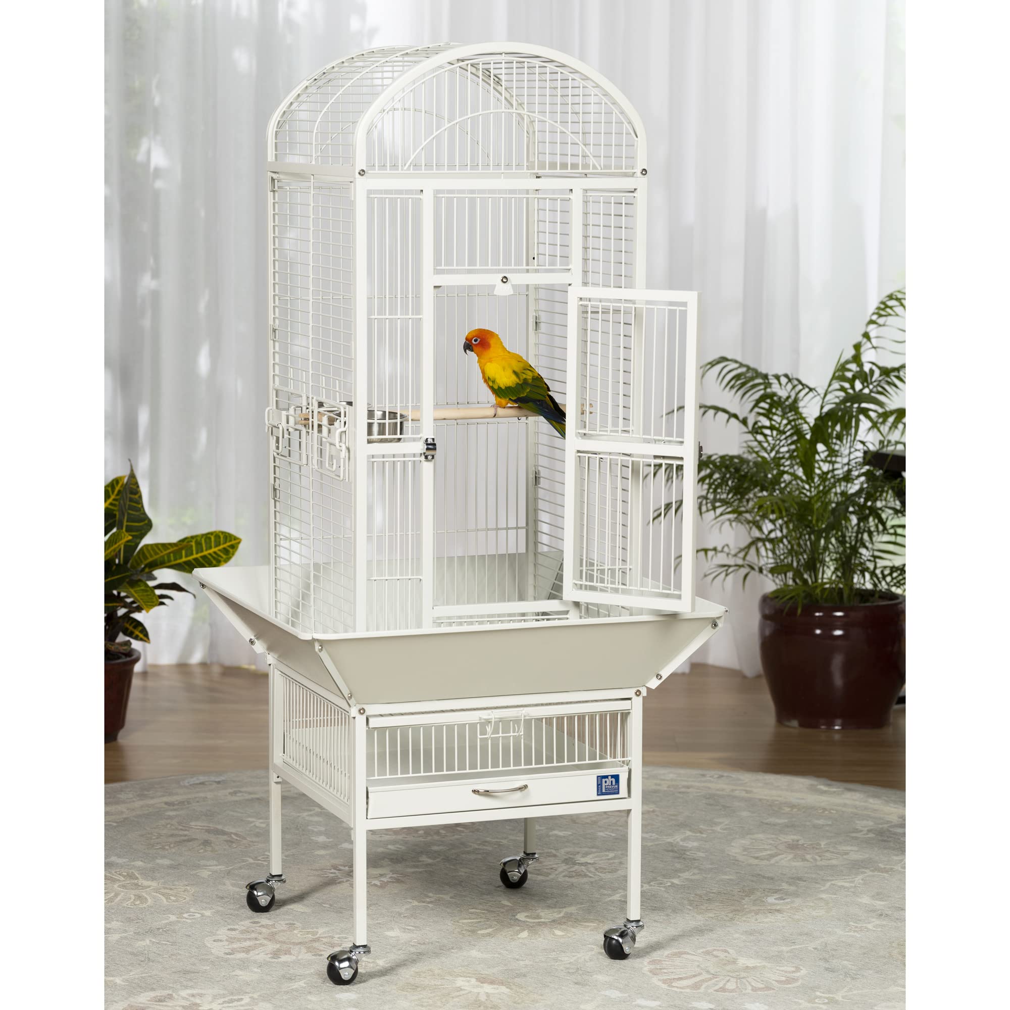 Prevue Pet Products 34512 Small Chalk White Dometop Bird Cage - Perfect for Parakeets, Finches & Small Birds - Home & Office Decor