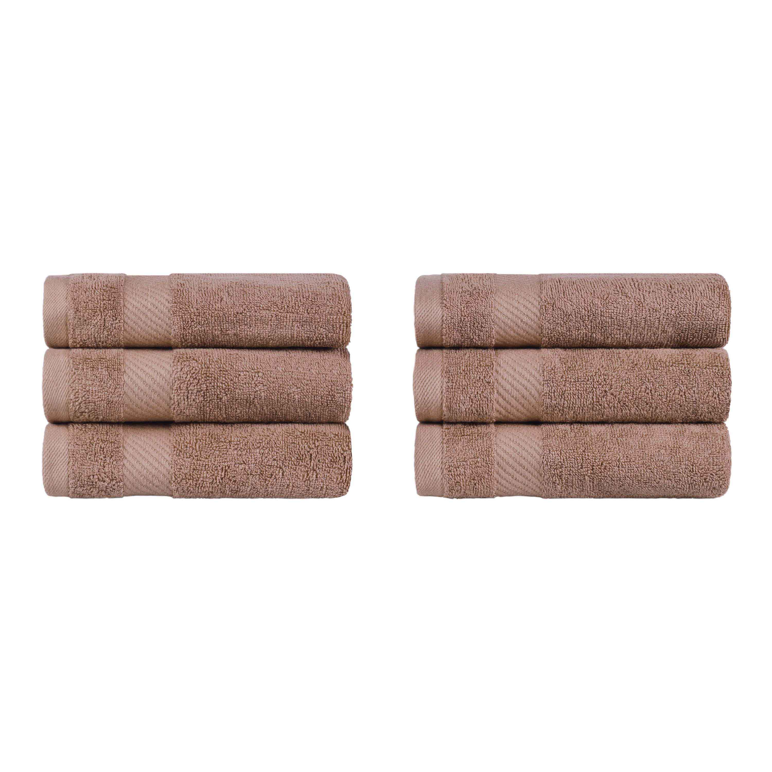 Premium 6-Piece Egyptian Cotton Hand Towel Set with Elegant Dobby Border - Soft & Absorbent for Bathroom, Kitchen, and Guest Use