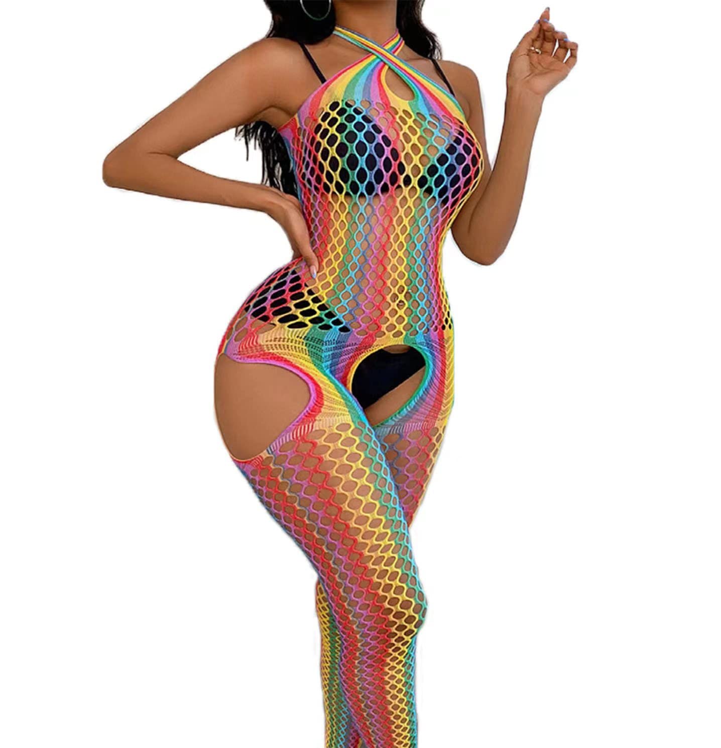 Sexy Fishnet Bodystocking & Stockings for Women - Lingerie Bodysuit with Mesh Design - Perfect for Valentine's Day, Boudoir Photography, and Romantic Nights