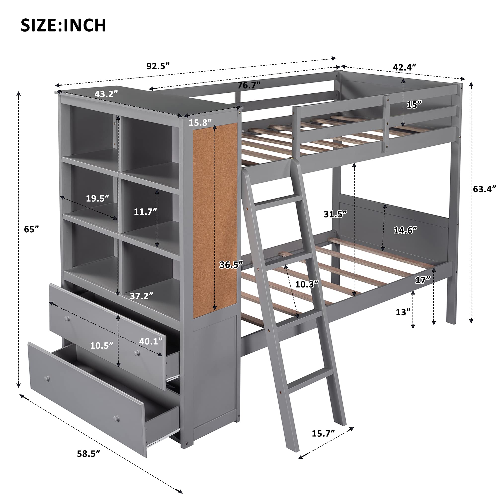 Kids Twin Over Twin Bunk Bed with Guardrails & Ladder - Space-Saving for Small Rooms