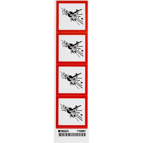 Brady 118817 GHS Explosive Pictogram Labels - 30 Cards (4 Labels Each) | OSHA Hazard Communication Standard Compliance for Chemical Safety & Workplace Safety