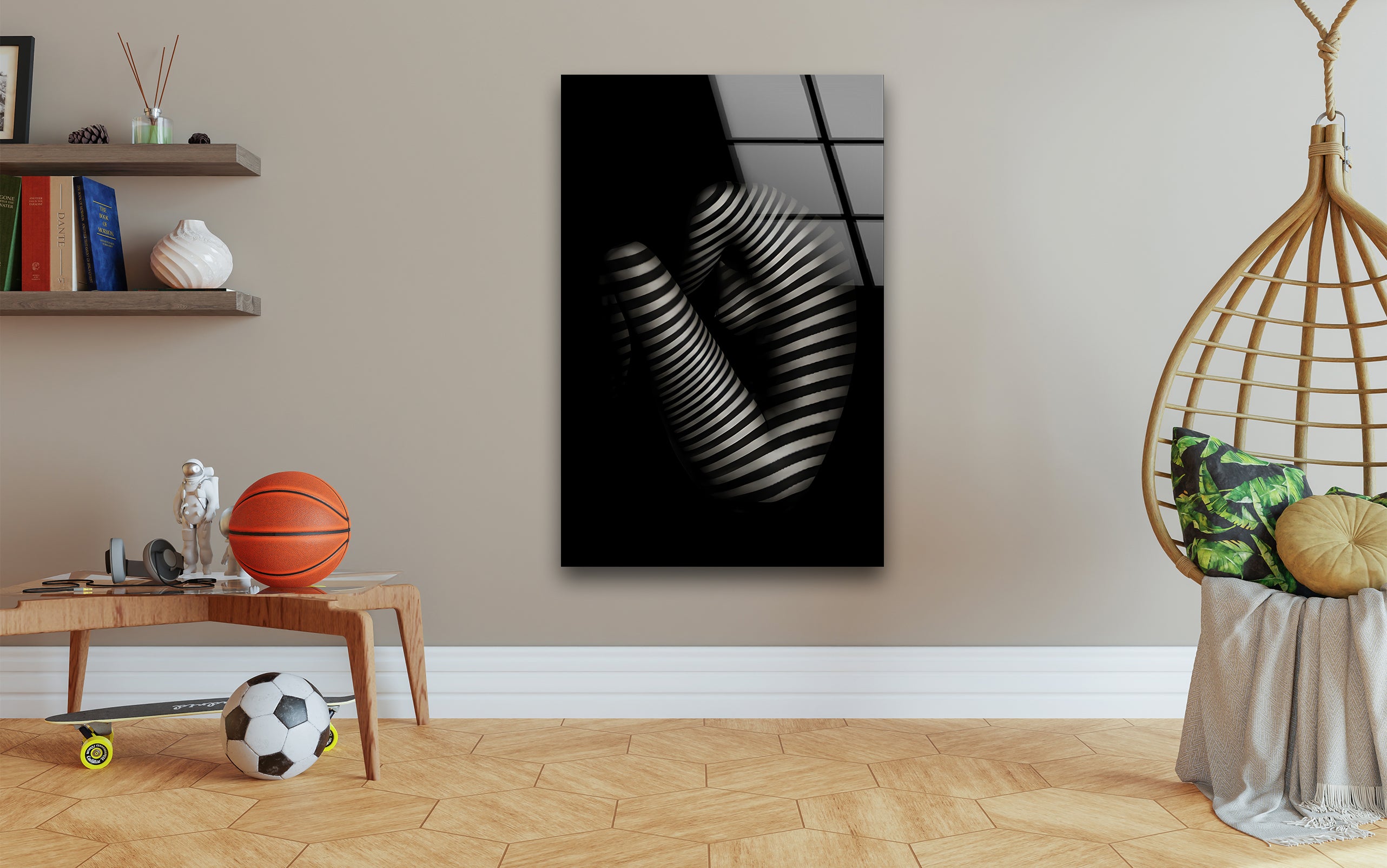 Black & White Erotic Art Glass Wall Decor - Modern Abstract Home Decor for Living Room, Bedroom & Office
