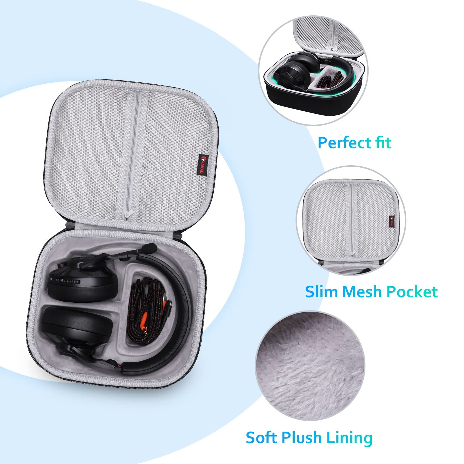 Premium XANAD Carrying Case for JBL Headphones - Compatible with JBL Quantum One/810/800/400/300/100/600/200/50 Gaming Headsets - Protective Travel Storage Bag with Noise Cancelling - Perfect for Gaming, Travel & Daily Headphone Protection