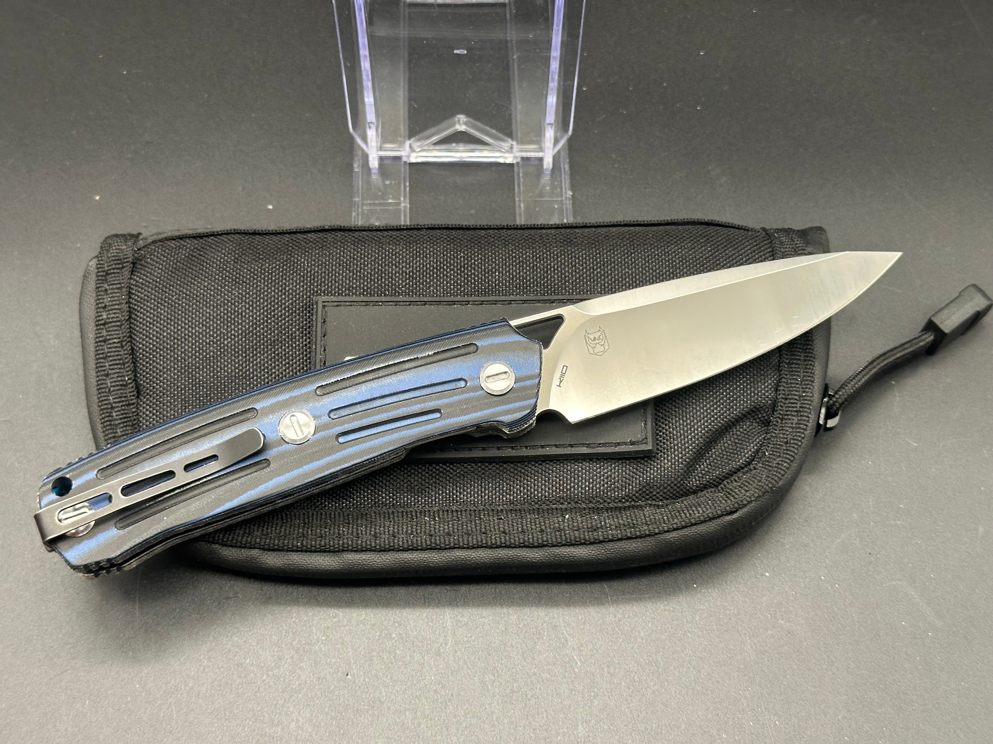 Arkona Nettle F Folding Knife with K110 Steel Blade & Blue/Black Micarta Handle - Outdoor Camping, Hunting, and EDC Pocket Knife