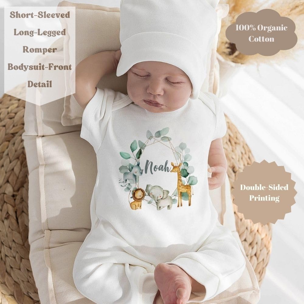 Lilabio Baby 100% Organic Cotton Personalized Newborn Coming Home Outfit Set - 10-Piece Hospital Essentials for Boys & Girls | Custom Baby Shower Gift | Soft Teddy Bear Design | Perfect for First Photos, Christening & Special Occasions