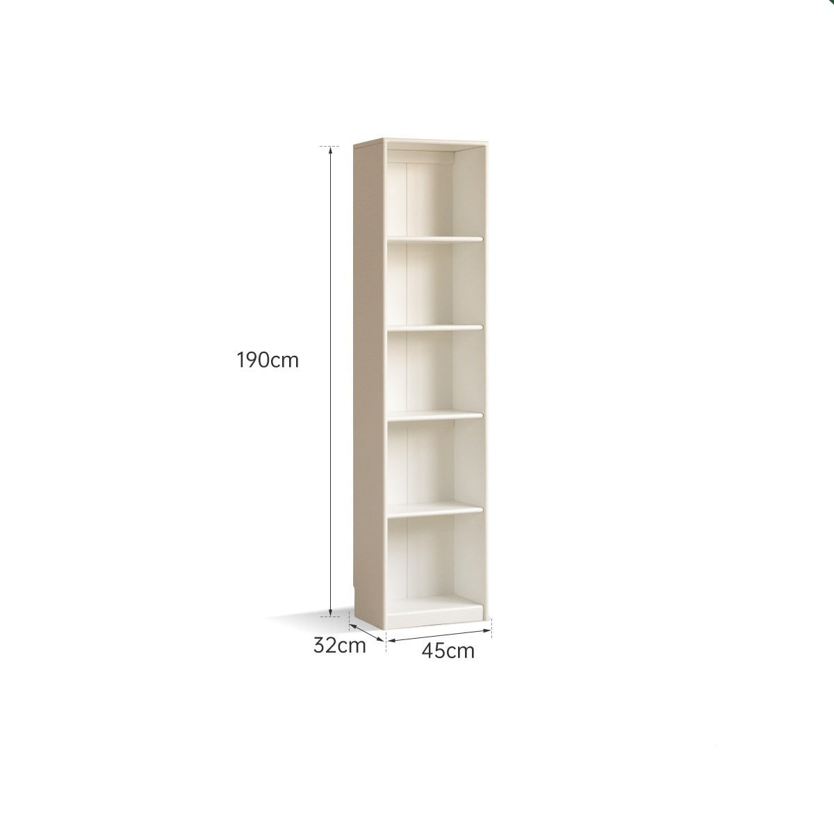 French Cream Style Poplar Solid Wood Bookcase with Glass Door - Whole Wall Combination for Living Room, Office & Library Storage