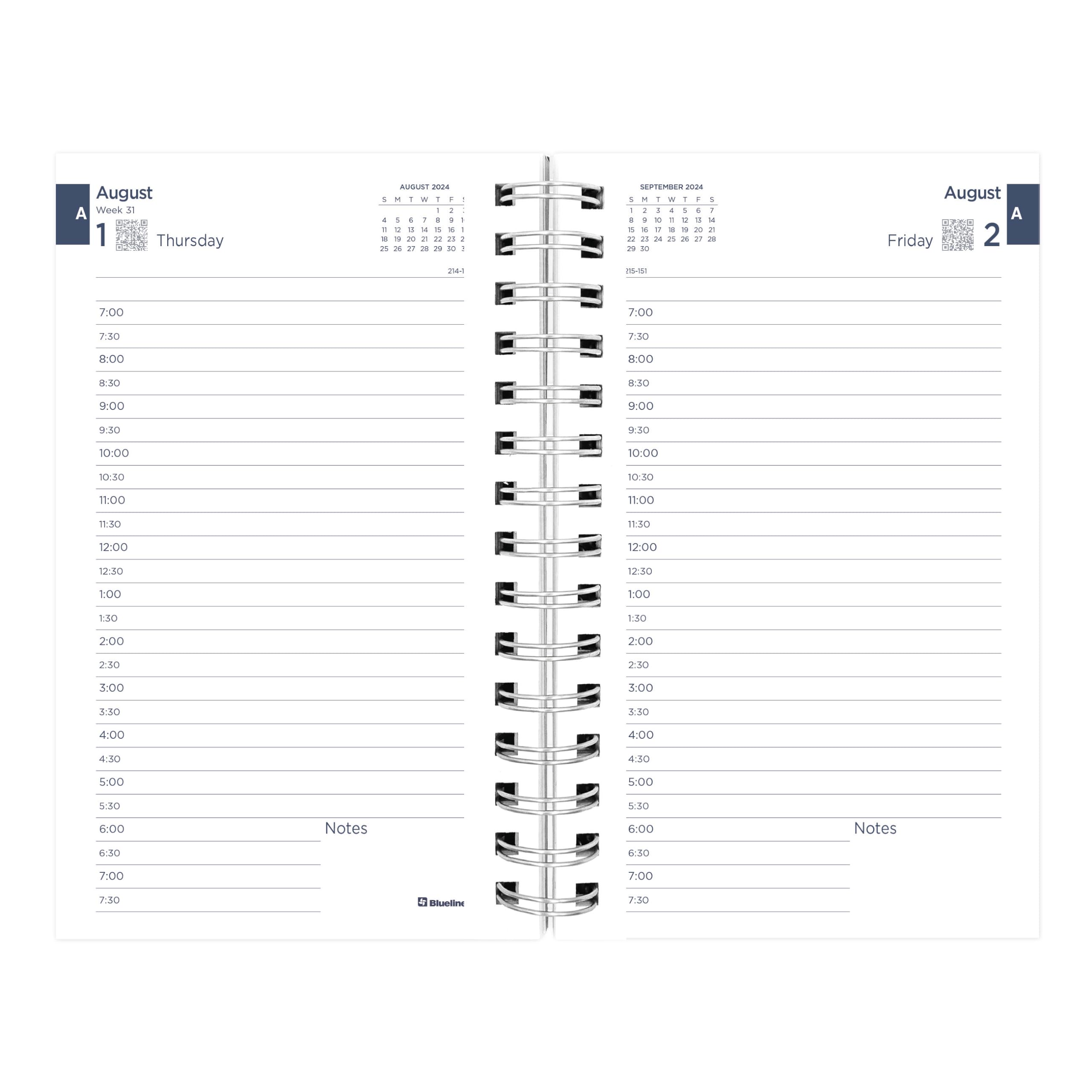 Blueline® 2024-2025 Academic Planner - August 2024 to July 2025 Gold Twin-Wire Bound Daily Monthly Planner with Poly Cover, 8
