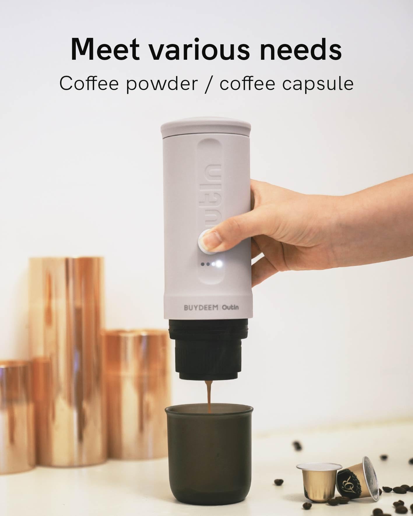 Portable Electric Espresso Machine - 7500mAh Battery Travel Coffee Maker with Self-Heating & Type-C, Compatible with Coffee & Nespresso Capsules - Perfect for Camping, Office & Road Trips