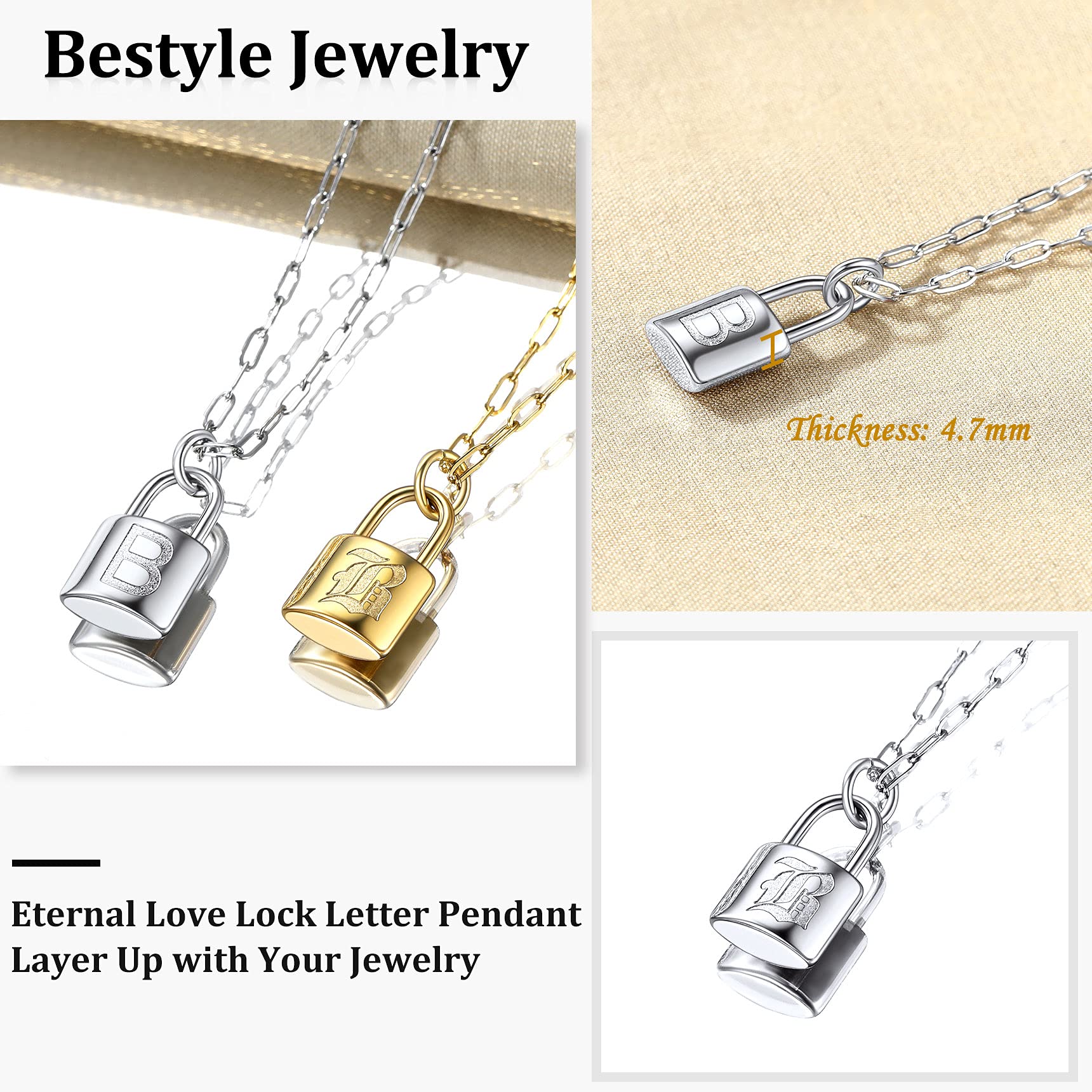 Dainty Initial Necklace for Women - Hypoallergenic Stainless Steel & Gold Paperclip Chain with Padlock Pendant - Minimalist Layered Jewelry Gift for Her - Perfect for Everyday Wear, Date Nights, and Special Occasions