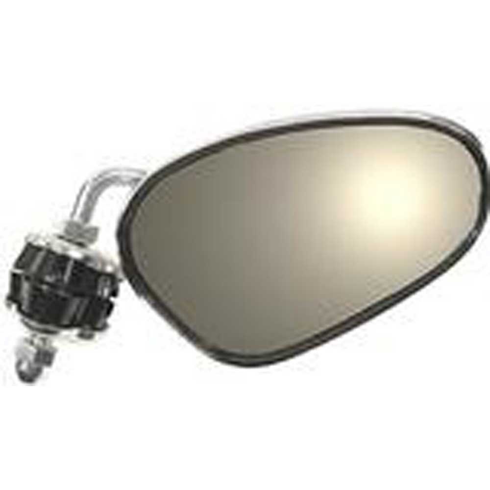 Busch & Müller Left Side Chrome Leg Panel Mirror for Bicycles - 7mm Metal Bar Clamp with Plastic Insert, Galvanized Steel - Perfect for Road Bikes & Commuting Safety