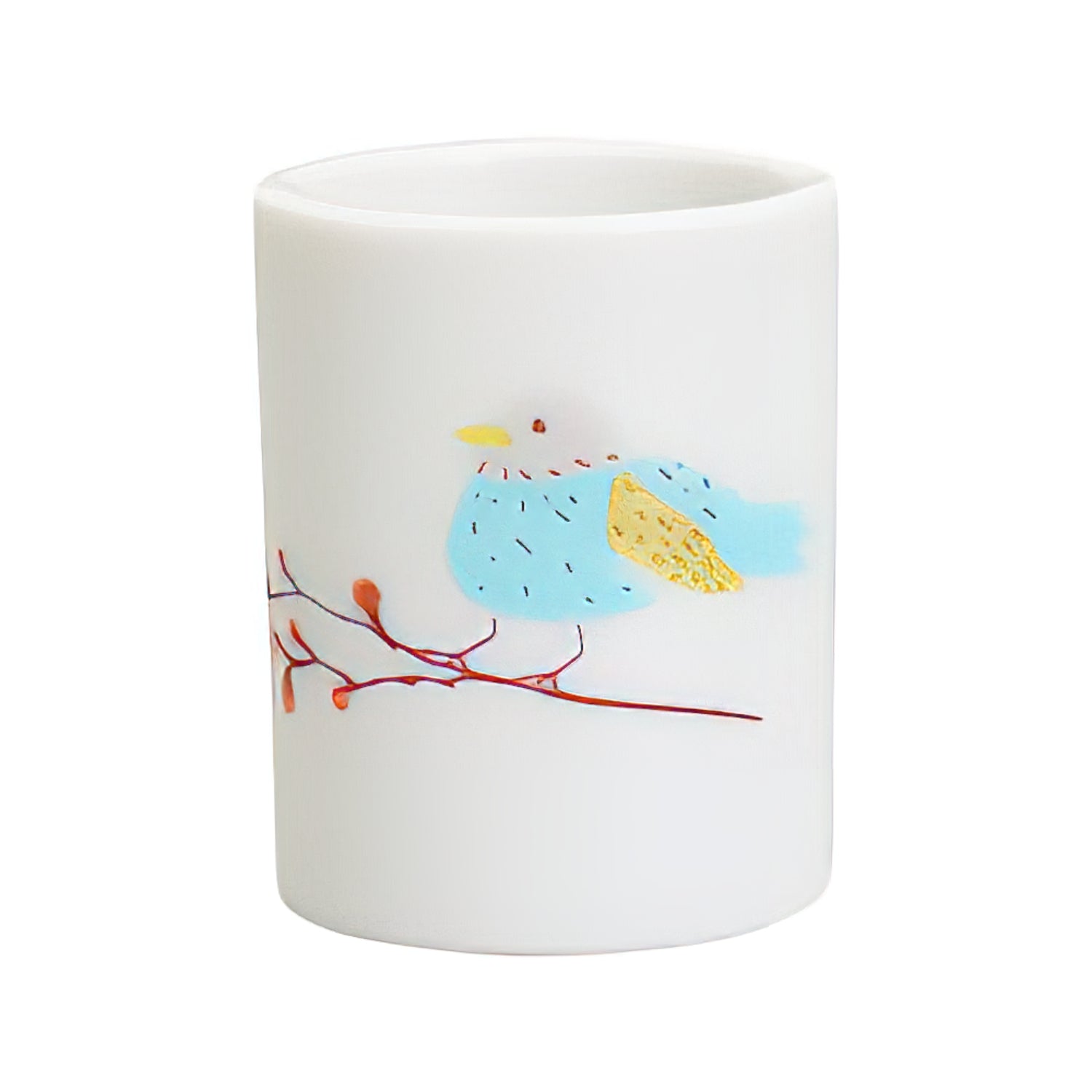 Harekutani Porcelain Perch Bird Toothbrush Holder - Elegant Bathroom Countertop Organizer for Toothbrushes & Dental Care Essentials