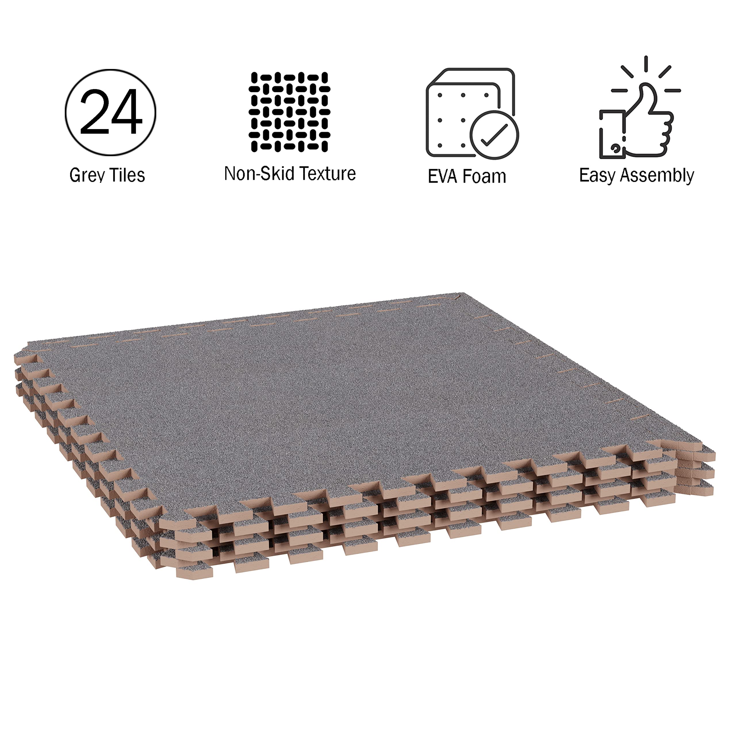 Stalwart Non-Toxic Foam Floor Tiles - Interlocking Play Mat for Kids Playroom, Home Gym, Exercise & Basement Protection - Soft, Durable & Waterproof Flooring Solution