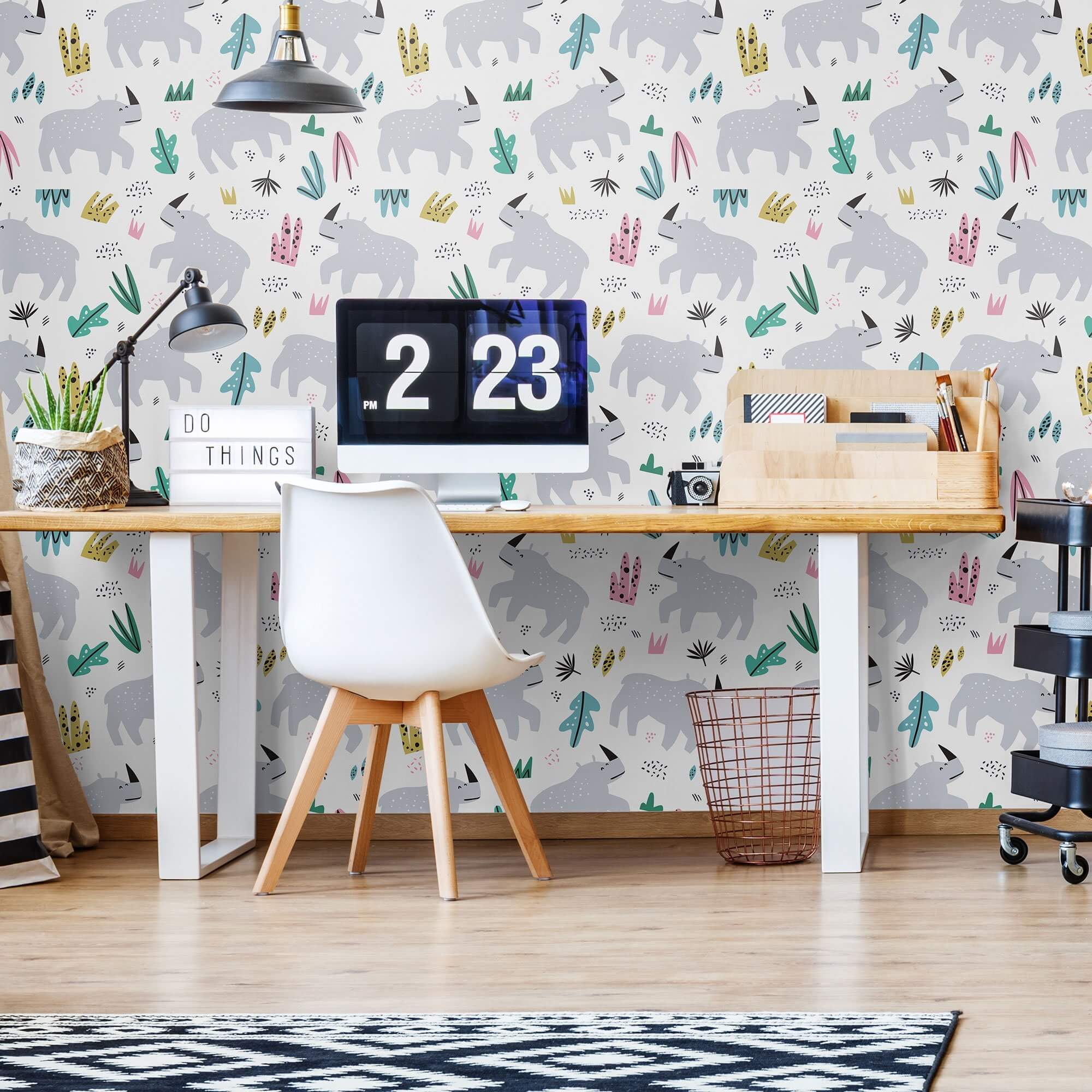 Grey Kids Peel and Stick Removable Wallpaper 0054 - Self-Adhesive Nursery Decor for Bedrooms, Playrooms & DIY Projects
