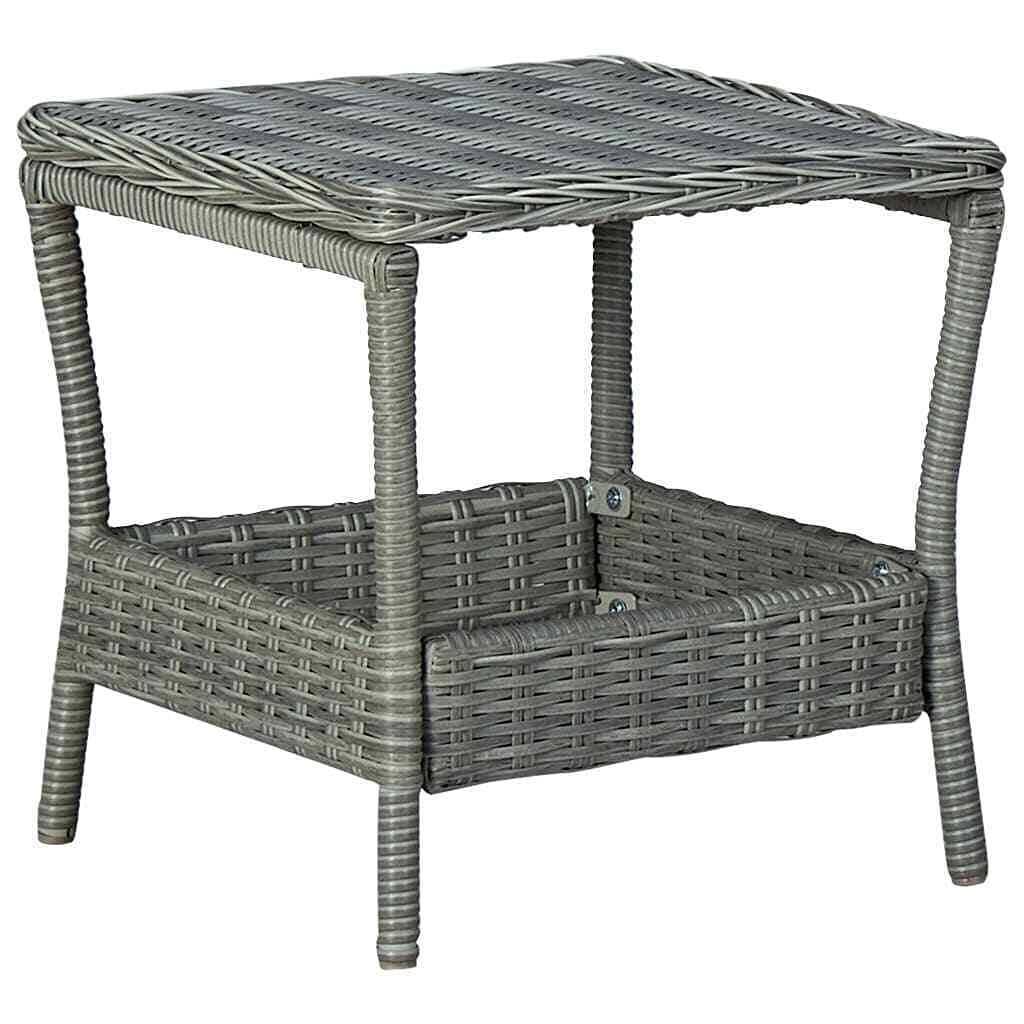 Light Gray Poly Rattan Outdoor Dining Table - Weather-Resistant Garden & Balcony Furniture for Patio, Deck, and Backyard Entertaining