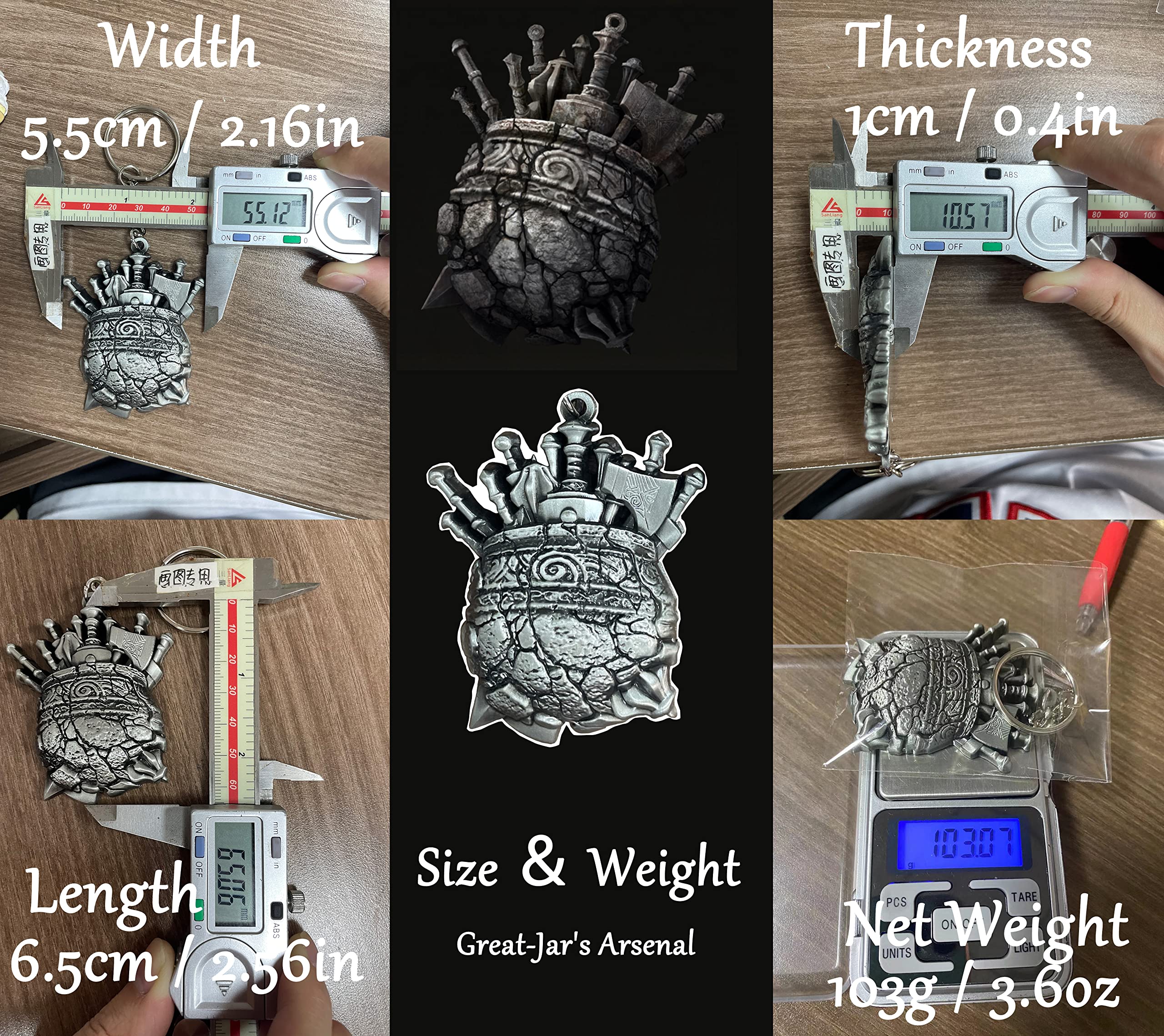 Elden Ring Inspired Great-Jar's Arsenal Keychain with Key Ring - Durable Metal Keychain for Gamers & Collectors - Perfect for Keys, Backpacks, and Gaming Accessories