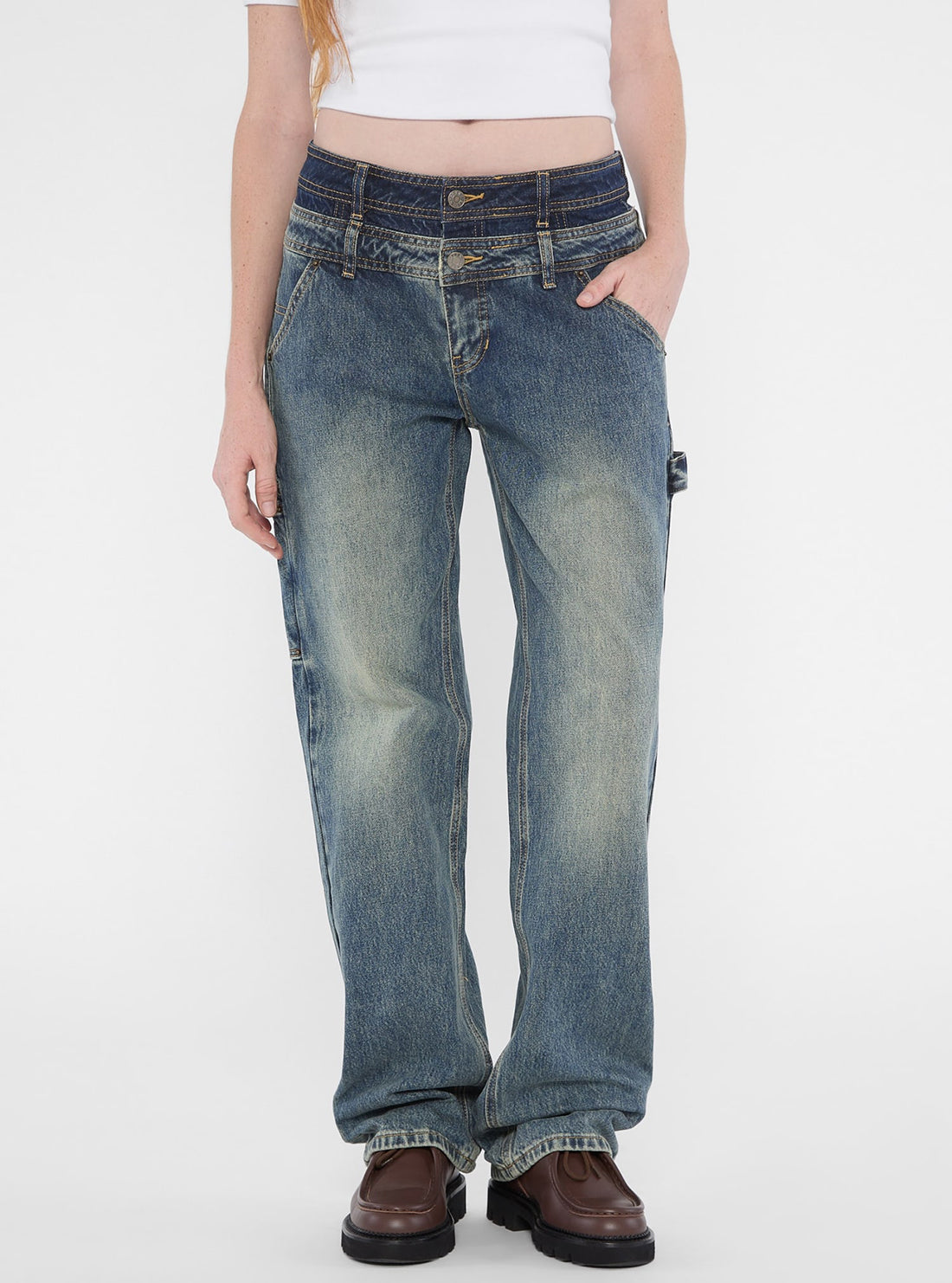 Guess Originals Double Waistband Carpenter Jeans for Men - Durable Workwear & Casual Style Pants for Construction, DIY & Everyday Wear