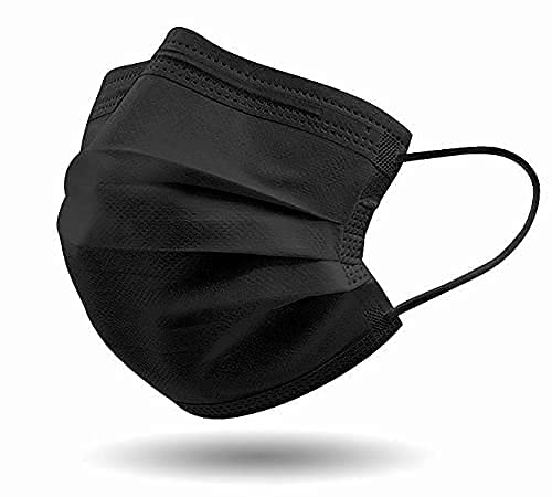 MM 3-Ply Disposable Surgical Face Masks with Meltblown Filter - 99% Filtration, Adjustable Nose Wire (500 Pack, Black) - Ideal for Medical Use, Daily Protection & Public Safety