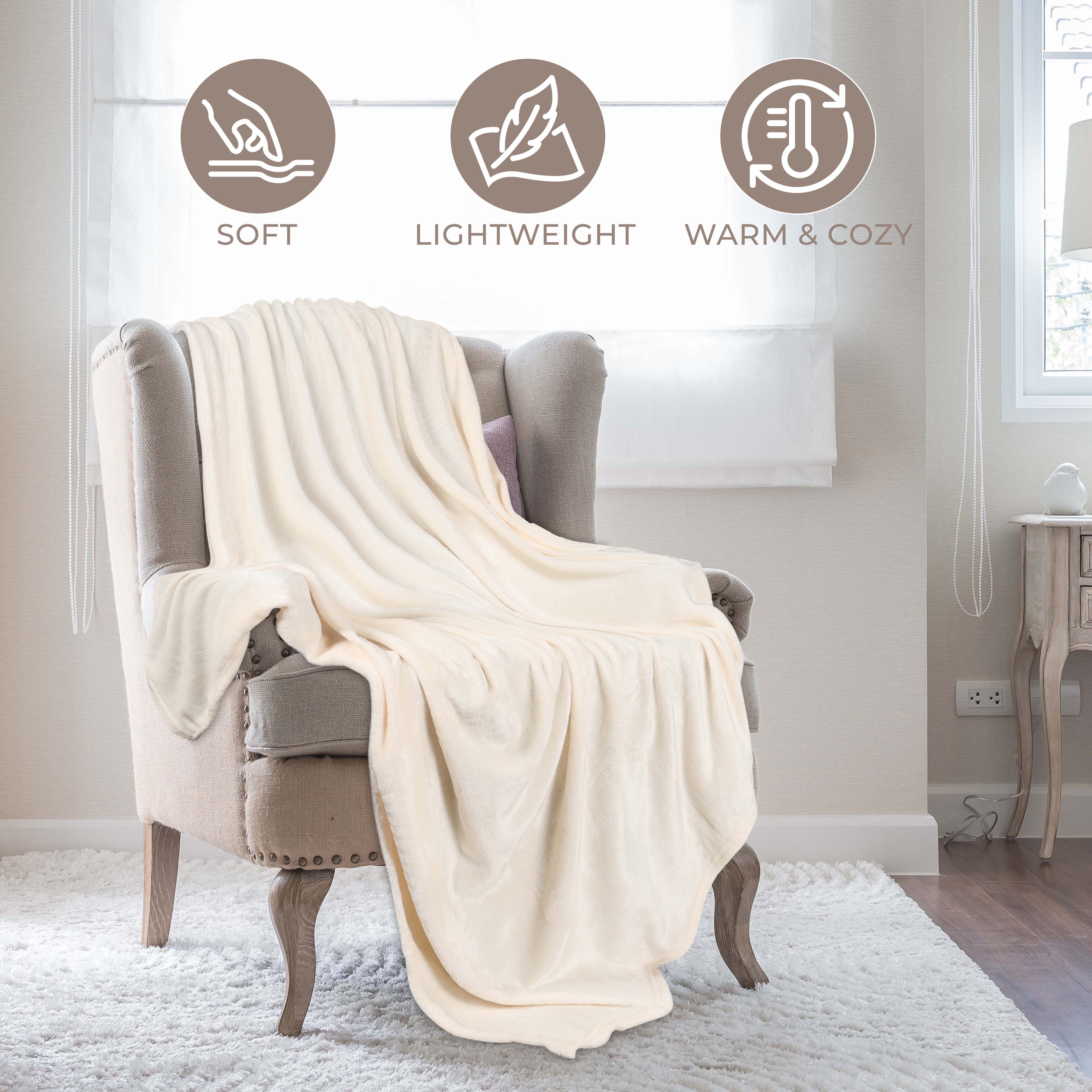 Soft Fleece Plush Blanket - Medium Weight Fluffy Cozy Throw for Couch, Bed & Home Decor - Perfect for Winter, Gifts & Relaxation