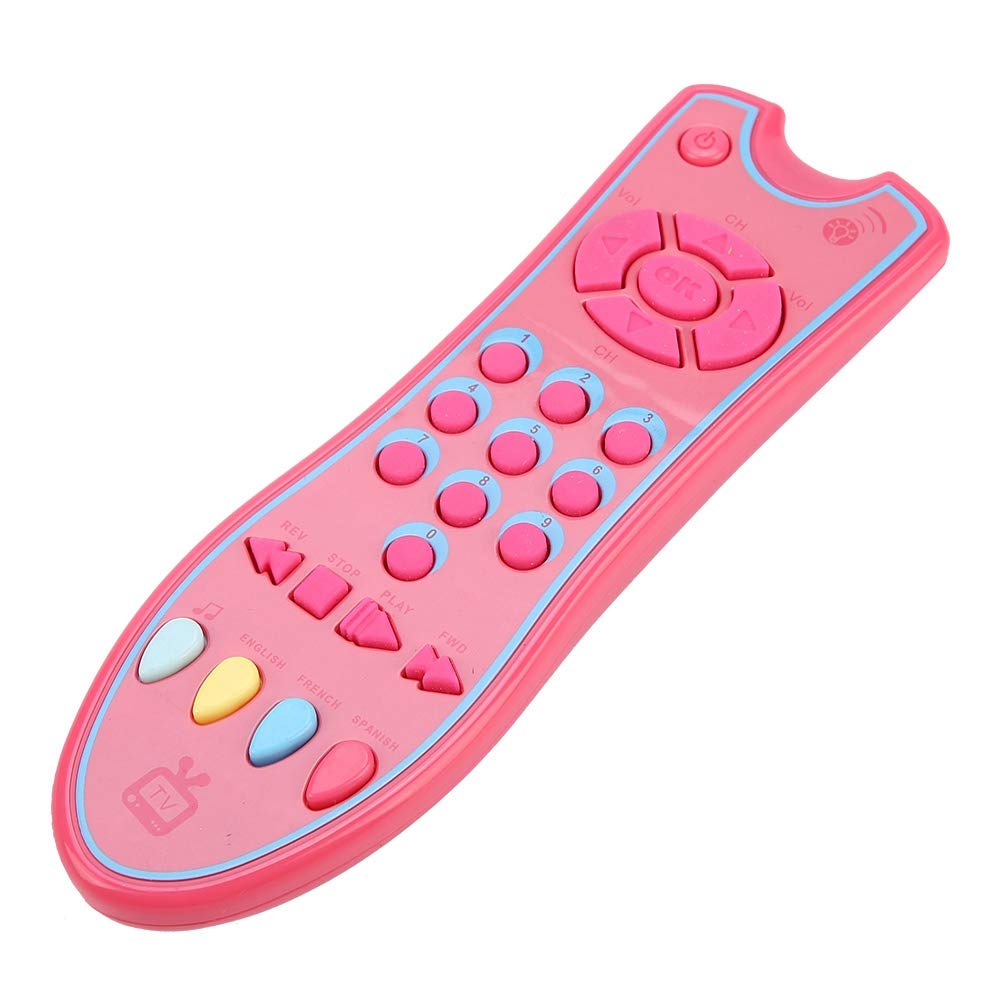 TOPINCN Multilingual Baby Toy Remote Control - Educational Music Learning Toy with English, Spanish & French for Toddlers - Interactive Pretend Play TV Remote (7.09 x 2 x 1.18 inches, Pink) - Perfect for Early Childhood Development & Role Play Games