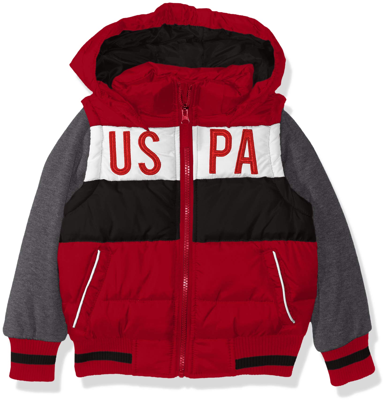 U.S. Polo Assn. Boys' Fleece Bubble Vest Jacket for Winter Outdoor Play