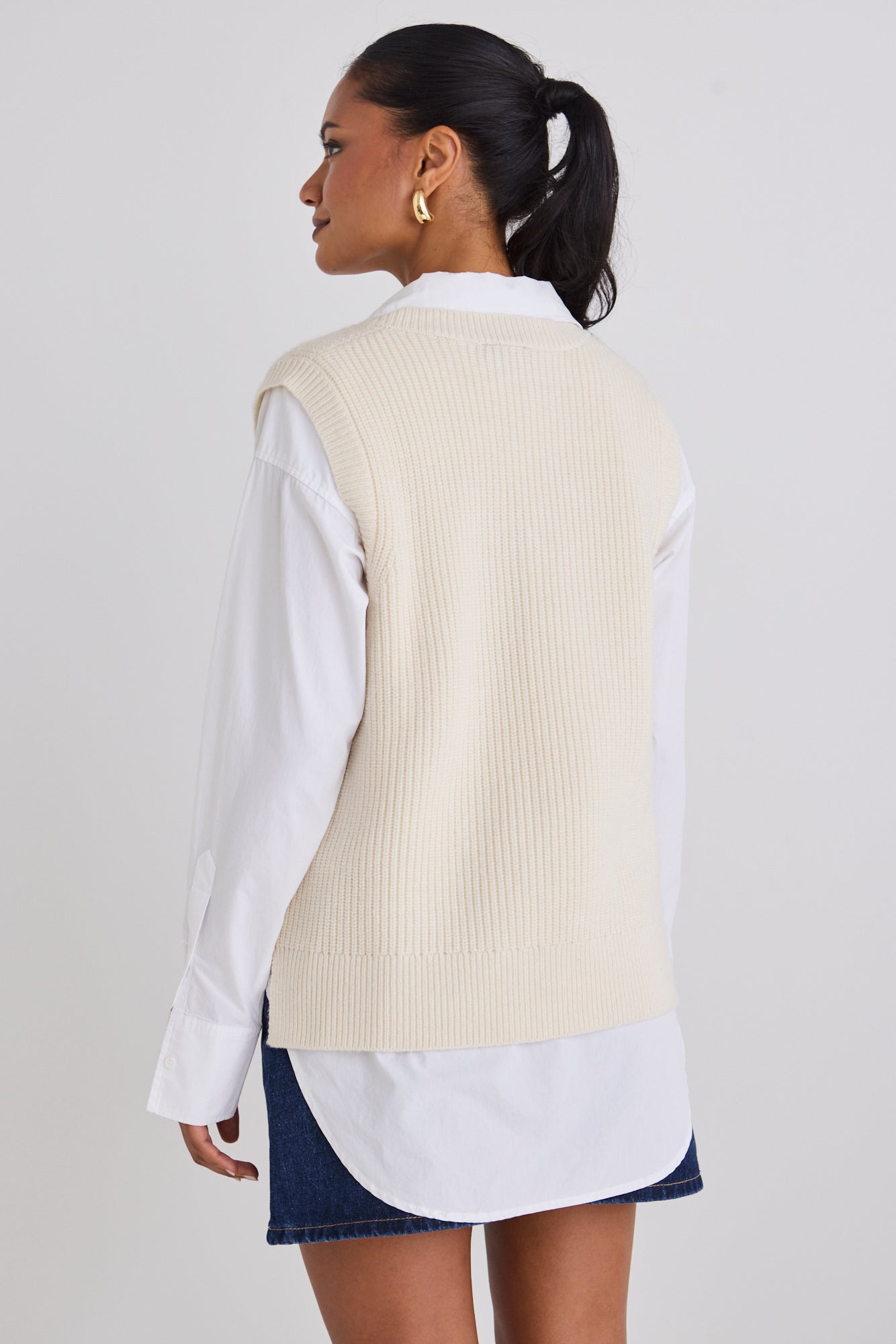 Everyday Ivory Knit Vest for Women - Soft Comfortable Lightweight Layering Piece - Perfect for Office, Casual Outfits & Fall Fashion