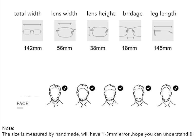 Aimee Men's Rimless Square Polygon Titanium Eyeglasses 14256 - Lightweight Durable Titanium Frame for Work, Reading & Driving
