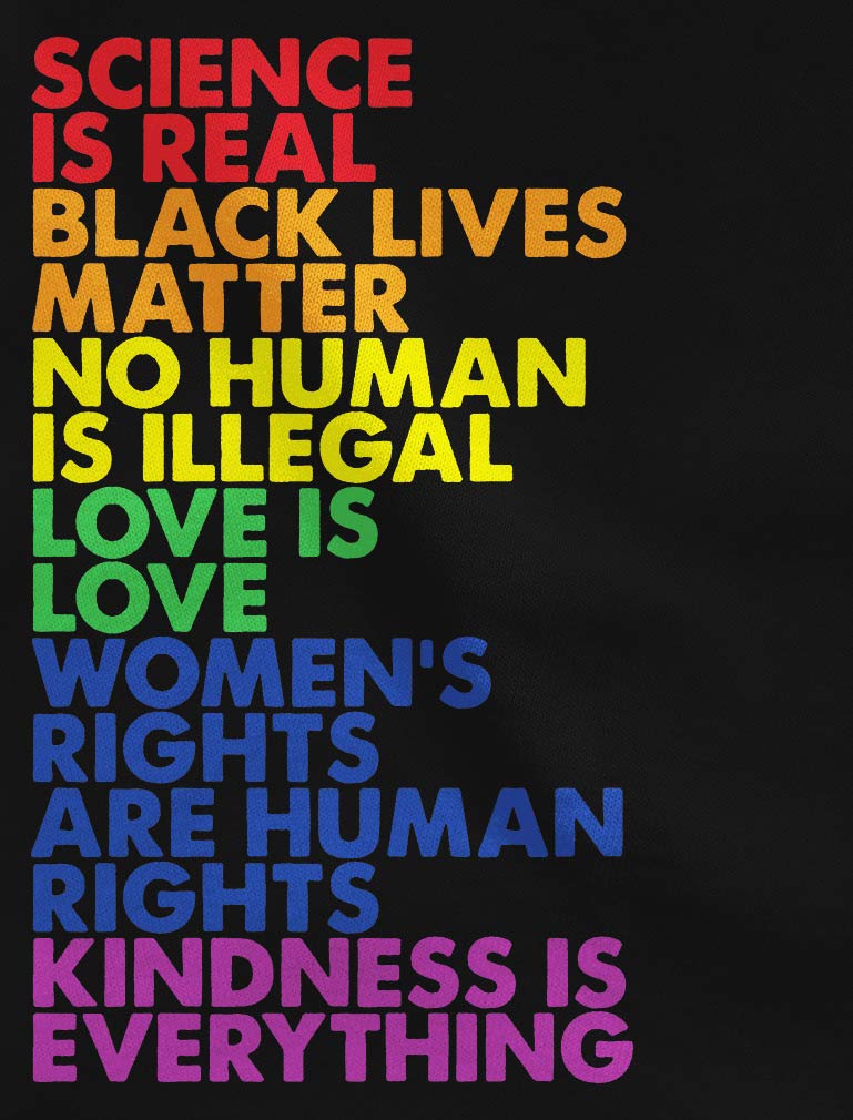 Science is Real Black Lives Matter Love is Love Women's Long Sleeve T-Shirt - Feminist Graphic Tee for Social Justice & Equality - Perfect for Protests, Casual Wear & Awareness Events