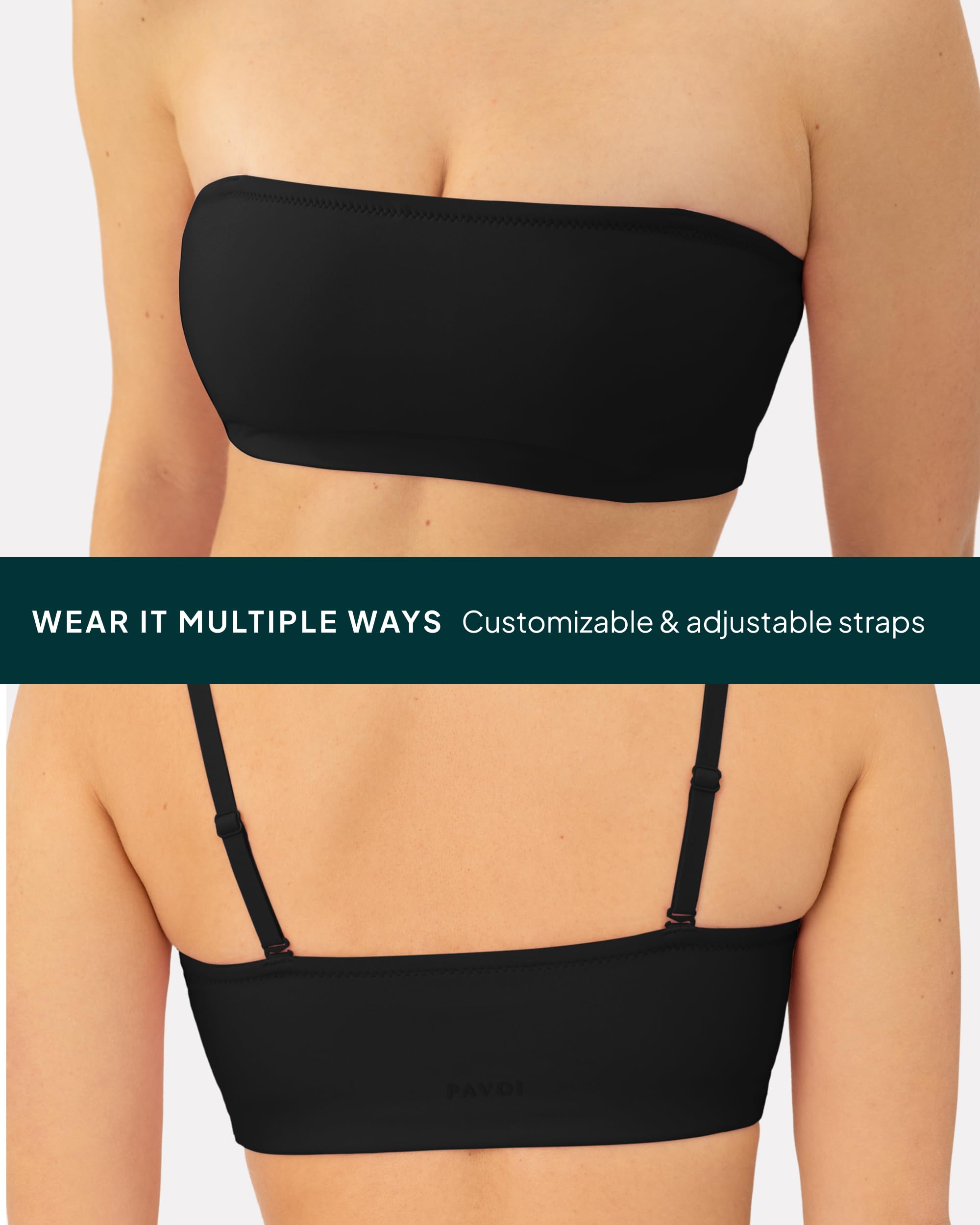 Women's Sports Bandeau Bra - Padded Low Support Yoga Workout Top with Convertible Straps | FlexFlow Technology | Perfect for Yoga, Pilates & Gym Training