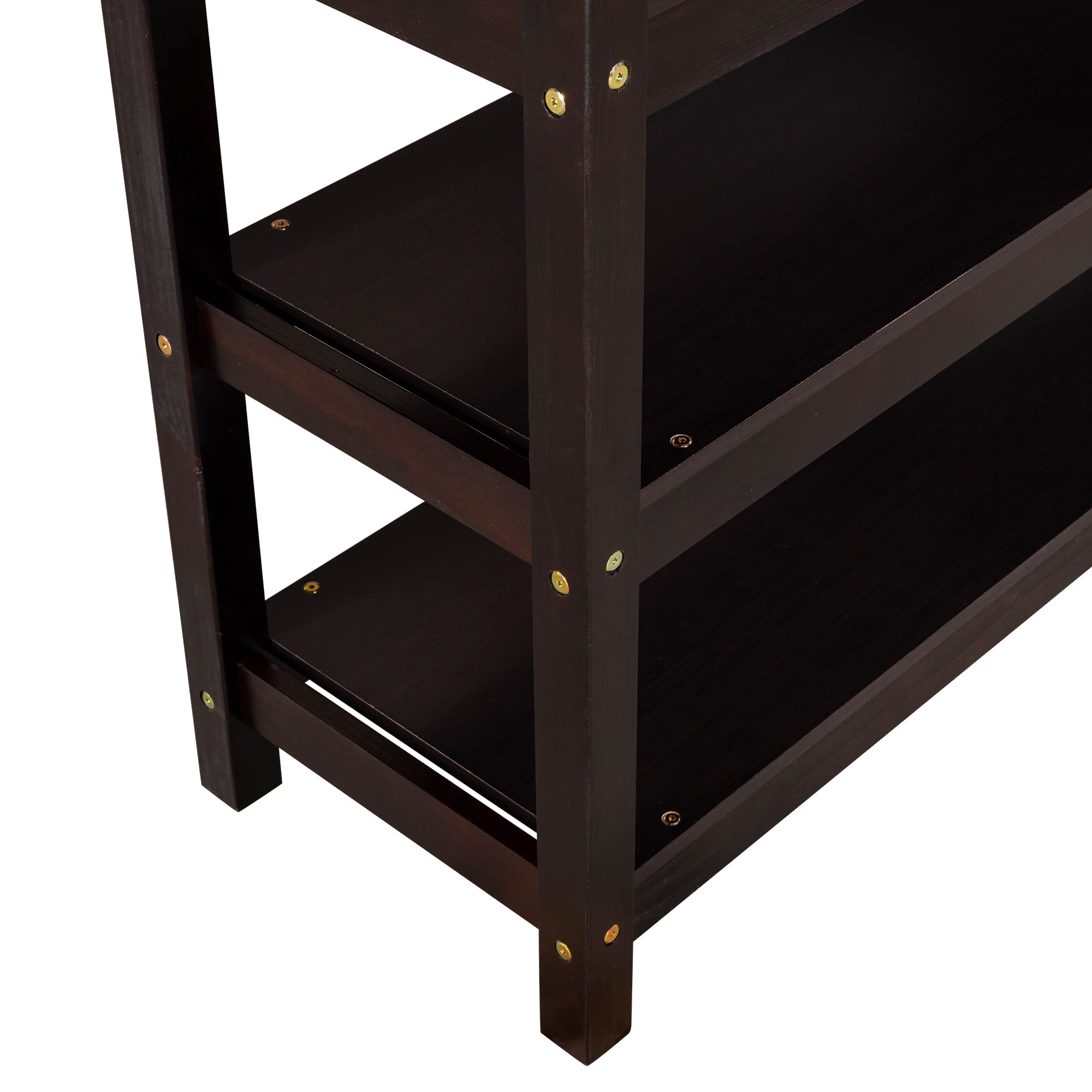 Harper & Bright Designs Full Size Loft Bed with Desk - Wooden Study Loft Bed with Built-in Storage Shelves for Teens & Adults - No Box Spring Needed - Espresso Finish - Perfect for Small Bedrooms, Dorm Rooms & Home Offices