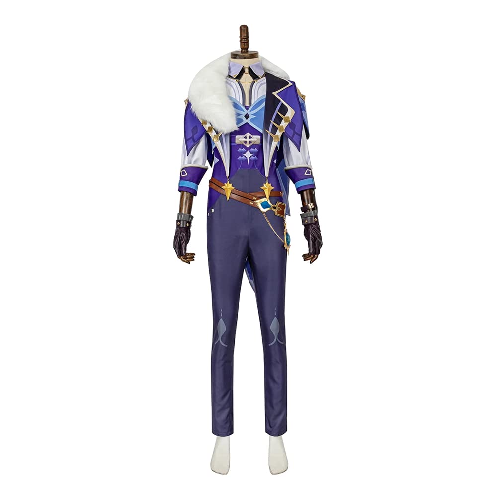 Kaeya Alberch Cosplay Costume - Genshin Impact Gothic Fur Collar Jacket Suit for Anime Conventions, Halloween Parties & Cosplay Events | Perfect for Character Roleplay & Themed Dress-Up