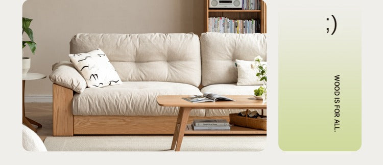 Modern Oak Solid Wood Storage Sofa Set - Log Style Combination Furniture for Living Room, Bedroom & Home Office