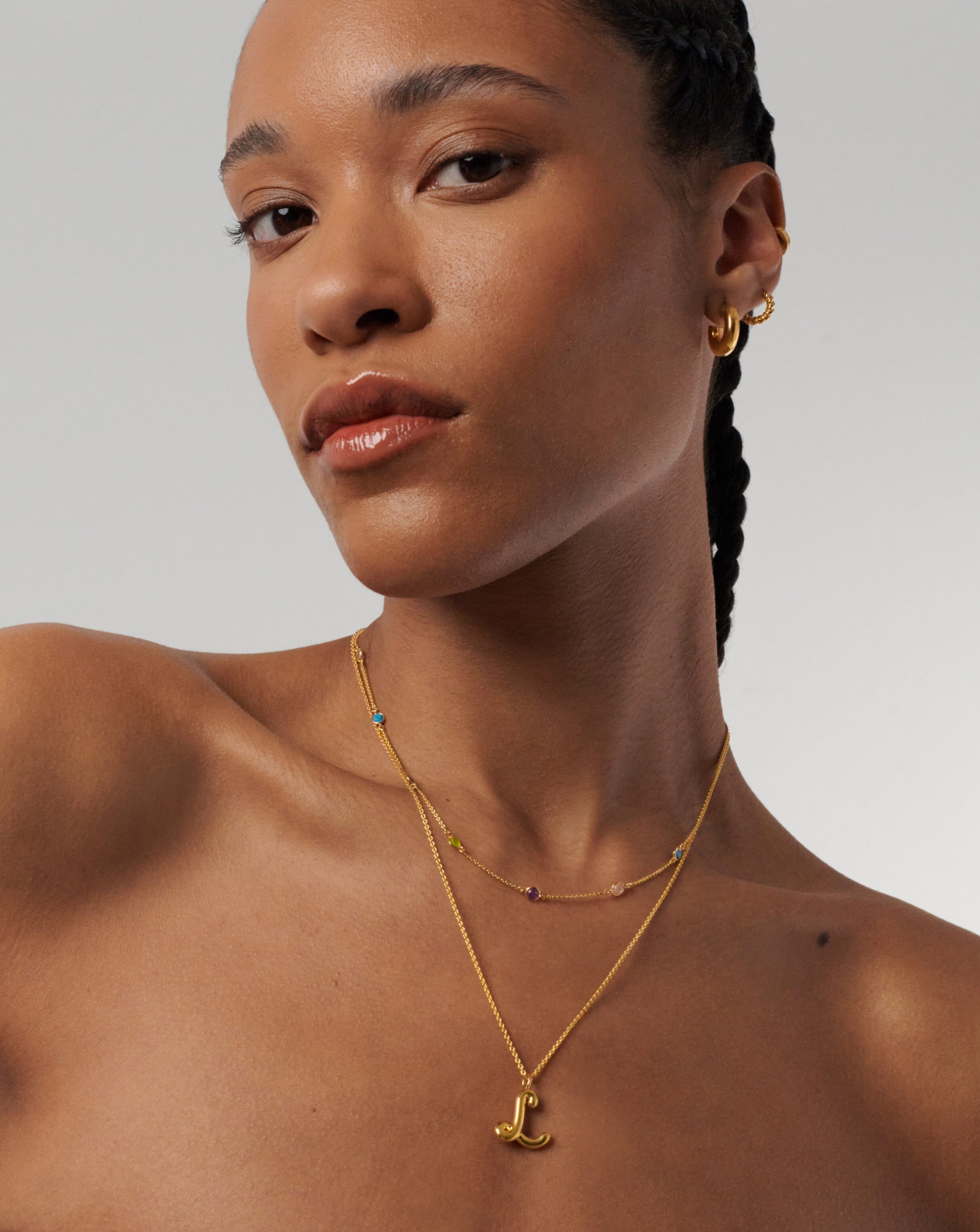 18K Gold Vermeil Curly Molten Initial Pendant Necklace - Personalized Letter L Jewelry for Women, Gift for Her, Birthday, Anniversary, Valentine's Day