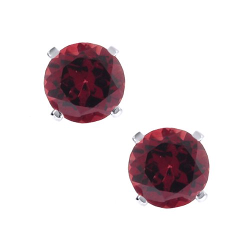 1.30 Ct Round Red Garnet Stud Earrings in 925 Sterling Silver - Gem Stone King | Unisex Jewelry for Women & Men | Perfect for Weddings, Parties & Everyday Wear