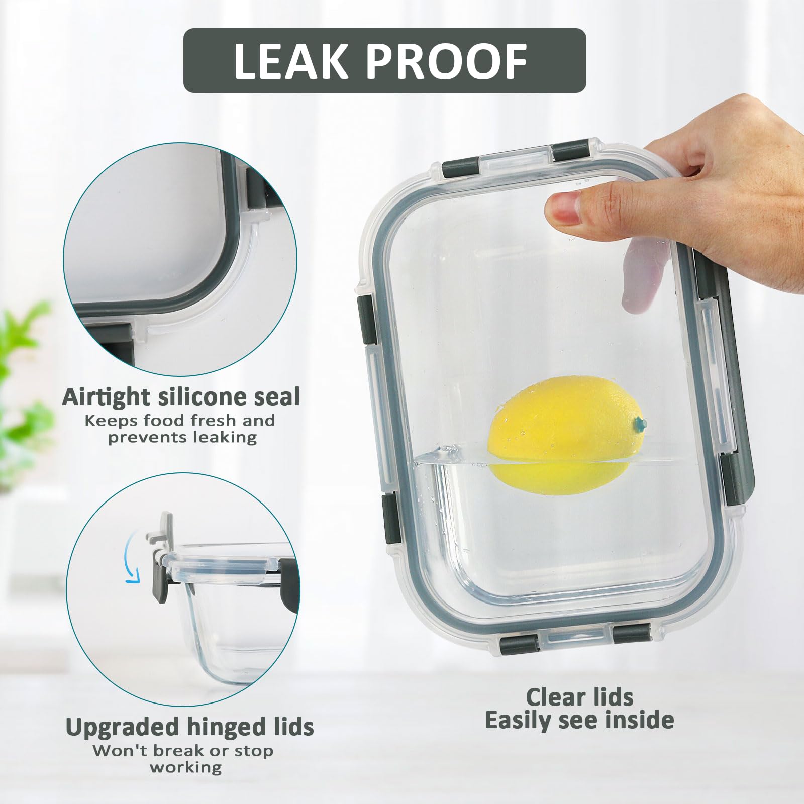 5-Pack 30 Oz Glass Meal Prep Containers with Snap Locking Lids - Airtight Food Storage Containers for Lunch, Microwave, Oven, Freezer & Dishwasher Safe - Ideal for Meal Prepping, Leftovers & Office Lunches