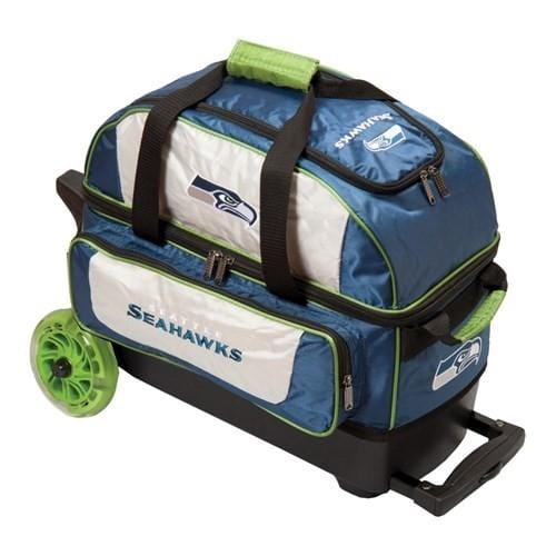 KR NFL Double Roller Seattle Seahawks Bowling Bag - Durable Rolling Sports Bag for Football Fans, Perfect for Travel, Gym & Bowling Alley