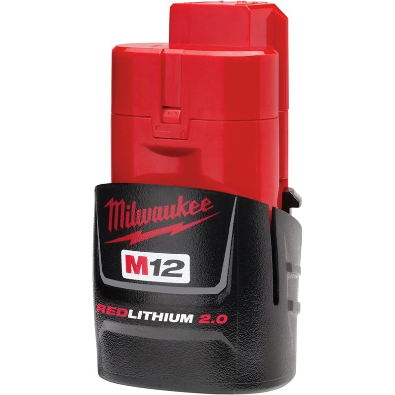 M12 REDLITHIUM 2.0Ah Compact Battery Pack - 48-11-2420 | High-Performance Lithium-Ion Battery for Milwaukee Power Tools | Ideal for Drills, Saws & Jobsite Applications