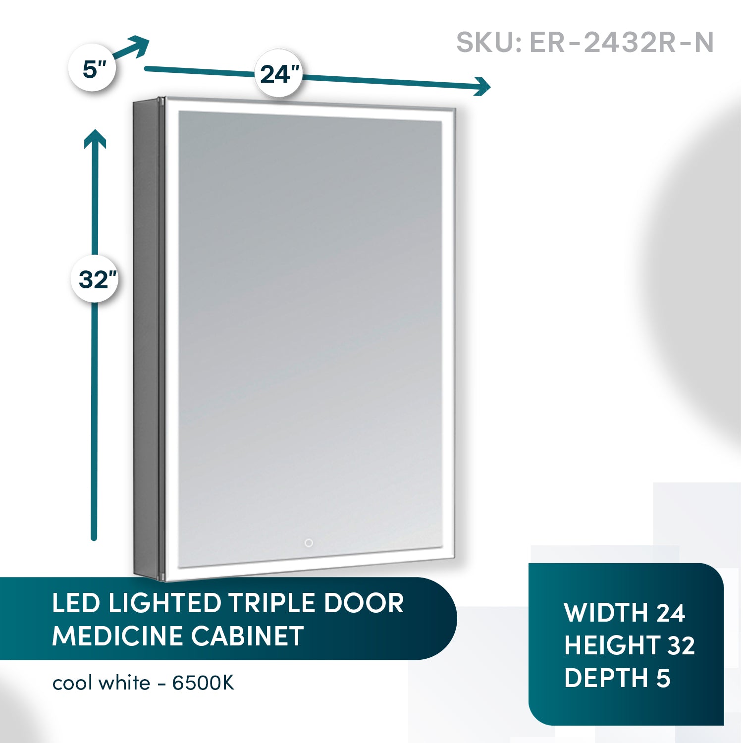 Aquadom Edge Royale 24x32 Inch LED Lighted Bathroom Medicine Cabinet with Mirror - Right or Left Hinge - Perfect for Modern Bathrooms, Vanities & Home Decor