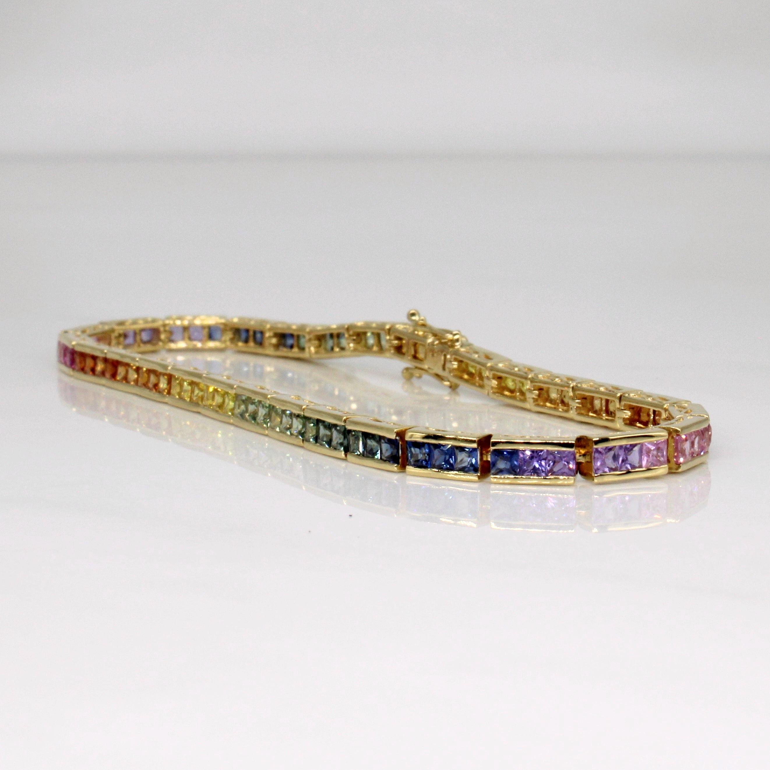 Roho Rainbow Sapphire Bracelet | 6.30ctw Natural Gemstone Jewelry | 7-Inch Adjustable Women's Bracelet | Perfect for Gifts, Parties & Special Occasions