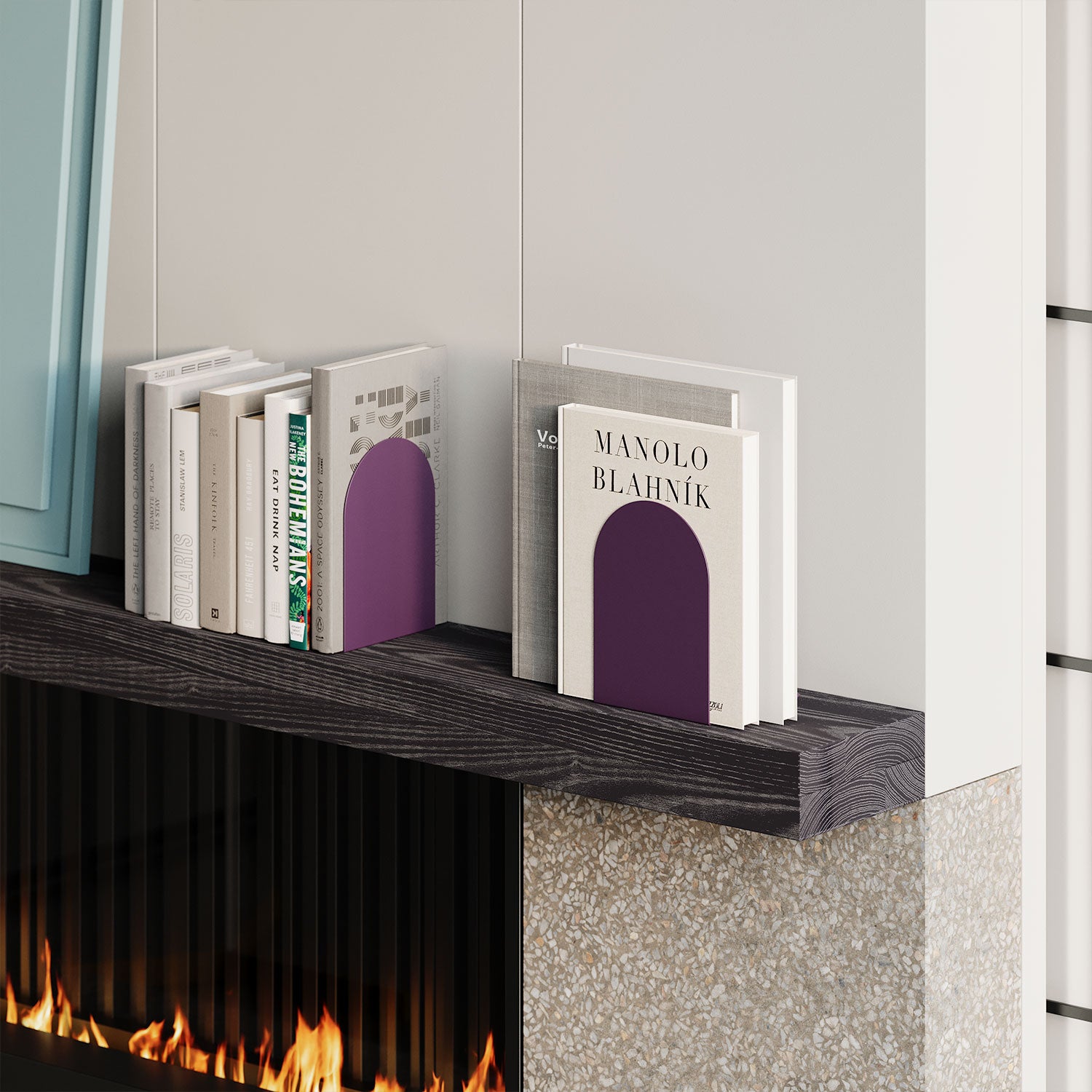 Geo Round Bookend Set of 2 - Heavy Duty Metal Bookends for Shelves - Perfect for Home Office, Library, and Kids Room Organization