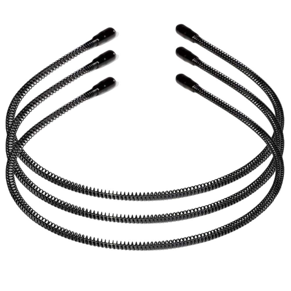 SOLUSTRE 3-Pack Wavy Headbands for Men & Women - Metal Teeth Comb Headbands, Anti-Slip Sports Hair Hoops, Multi-Style Elastic Hair Accessories for Workouts, Running, Yoga and Daily Use