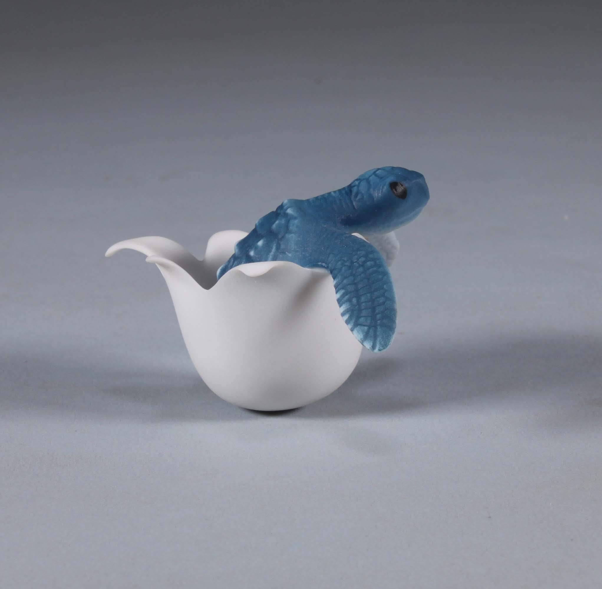 John Perry's Blue Mobile Rocking Sculpture - Tipsy Turtle Hatching from Egg | Unique Home Decor & Garden Art | Perfect for Living Room, Office Desk & Outdoor Spaces
