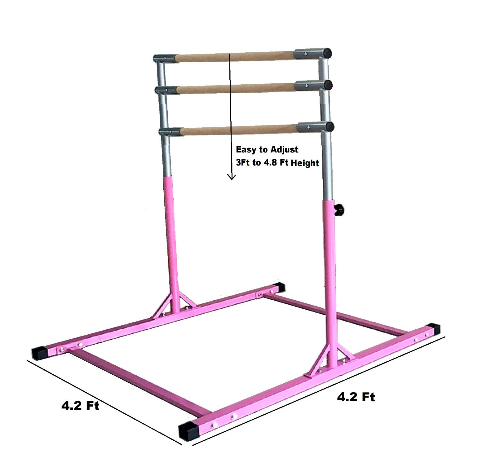 Professional Adjustable Gymnastics Kip Bar - 13-Level Height (3-5 FT) for Junior Training, Indoor & Outdoor Use - Perfect for Home Gyms, Backyard Practice & Gymnastics Clubs