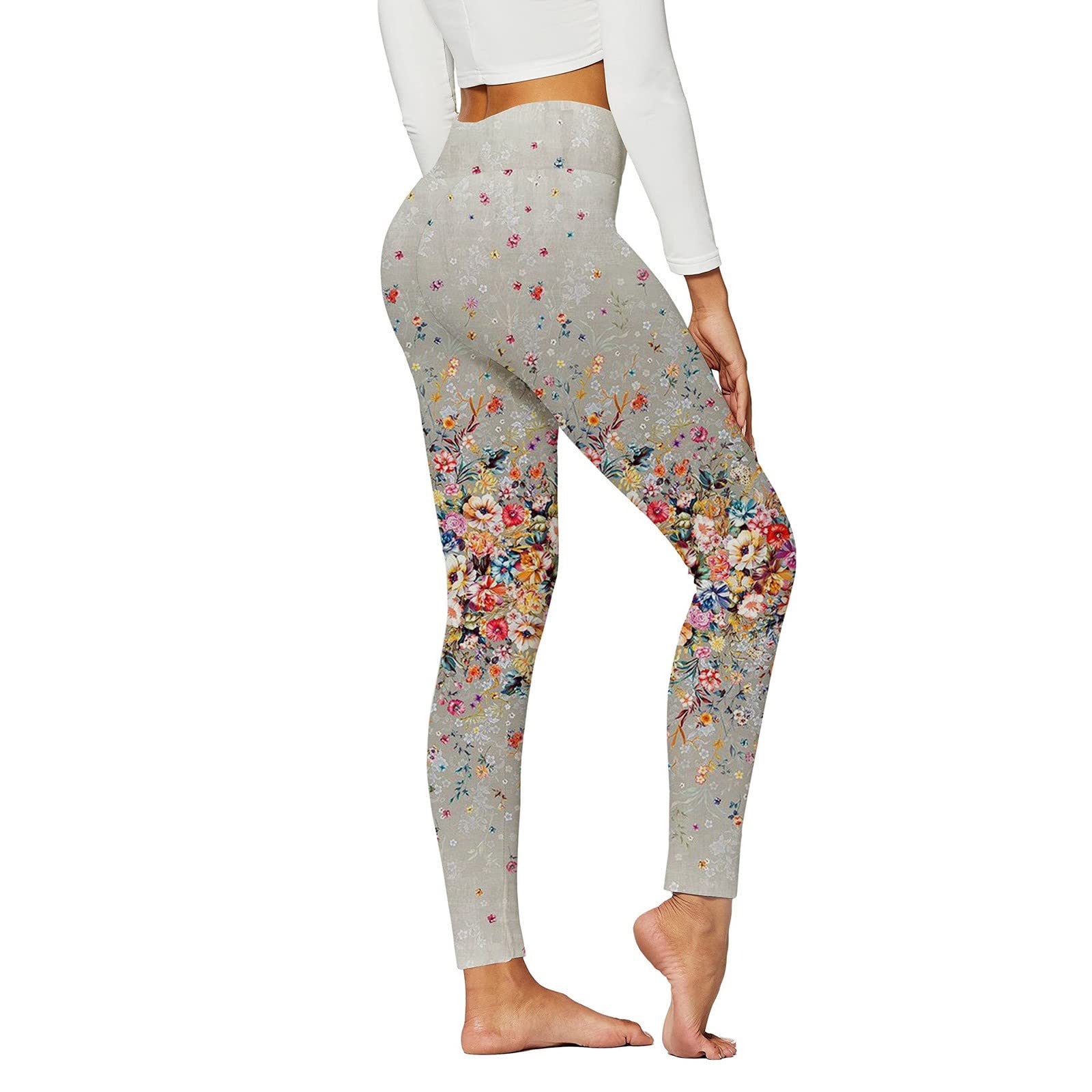 Women's High Waist Floral Yoga Pants - Stretchy Workout Leggings for Gym & Lounge