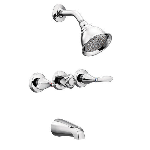 Moen Adler 3-Handle Tub and Shower Faucet in Chrome Finish (Model 82663) - Perfect for Bathroom Renovation & Modern Home Decor