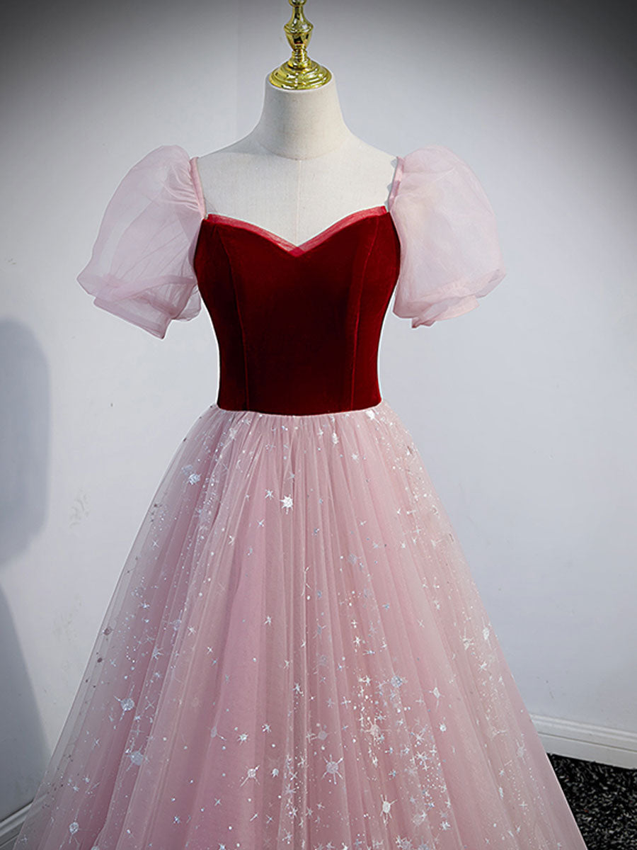 Elegant Pink A-Line Tulle Long Prom Dress for Women - Perfect for Evening Graduation, Homecoming, and Formal Events