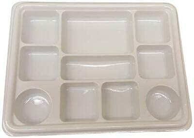 10-Compartment White Disposable Plastic Plates - 200 Pack Bulk Party Supplies for Catering, Picnics & Events