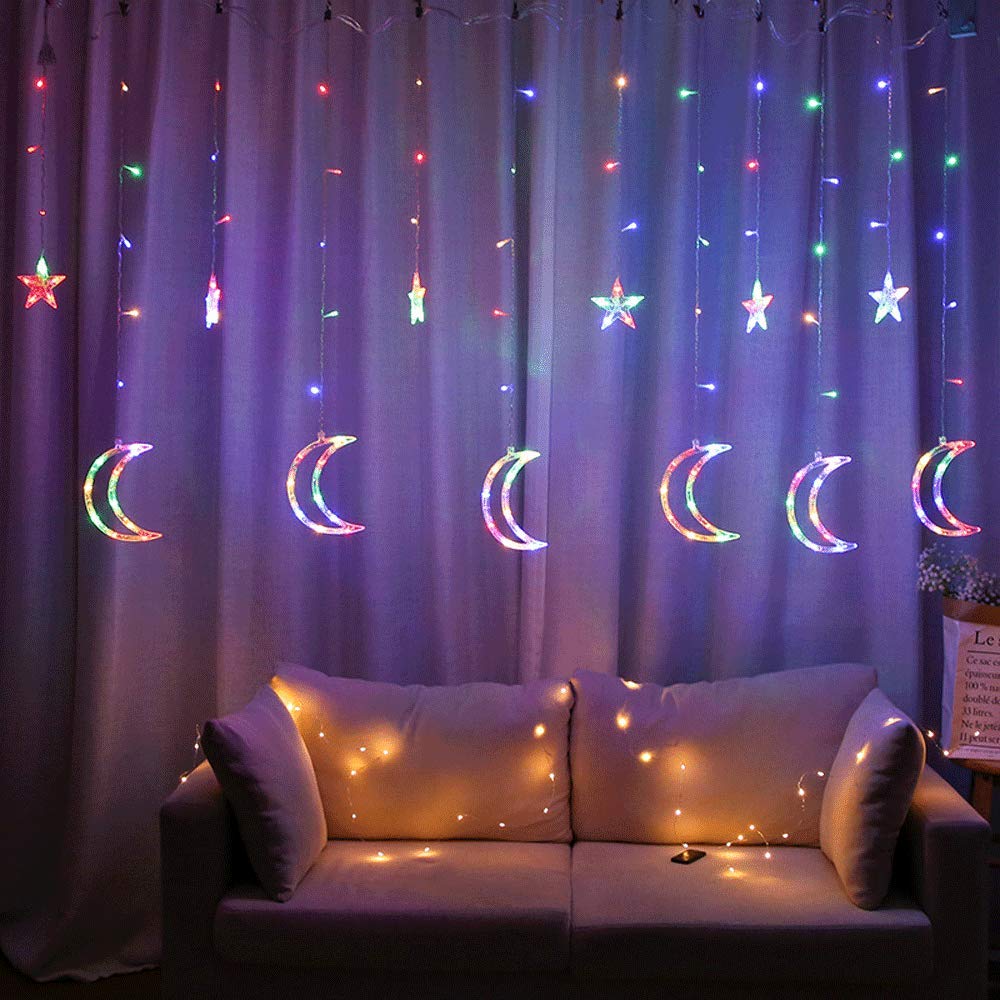 BOLLAER Curtain String Lights - Original Moon Mini Fairy Lights for Patio, Garden, Wedding, Party & Holiday Decorations | Perfect for Bedroom, Living Room, Outdoor & Indoor Decoration (Choose Your Color)