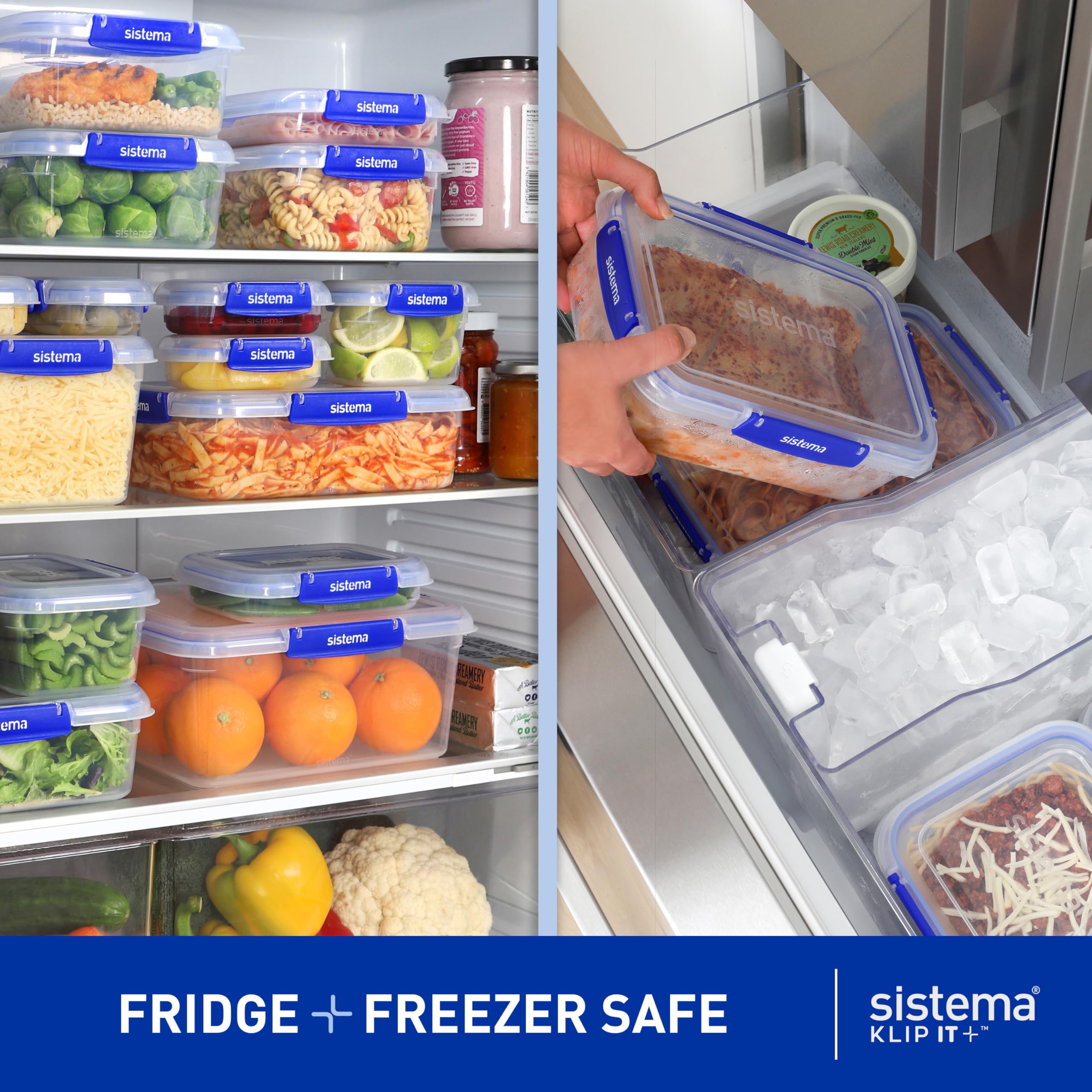 Sistema KLIP IT 7.5L Airtight Food Storage Container - BPA-Free Plastic Kitchen Organizer for Dry Food, Cereal, Snacks | Perfect for Pantry, Fridge & Meal Prep (Blue)